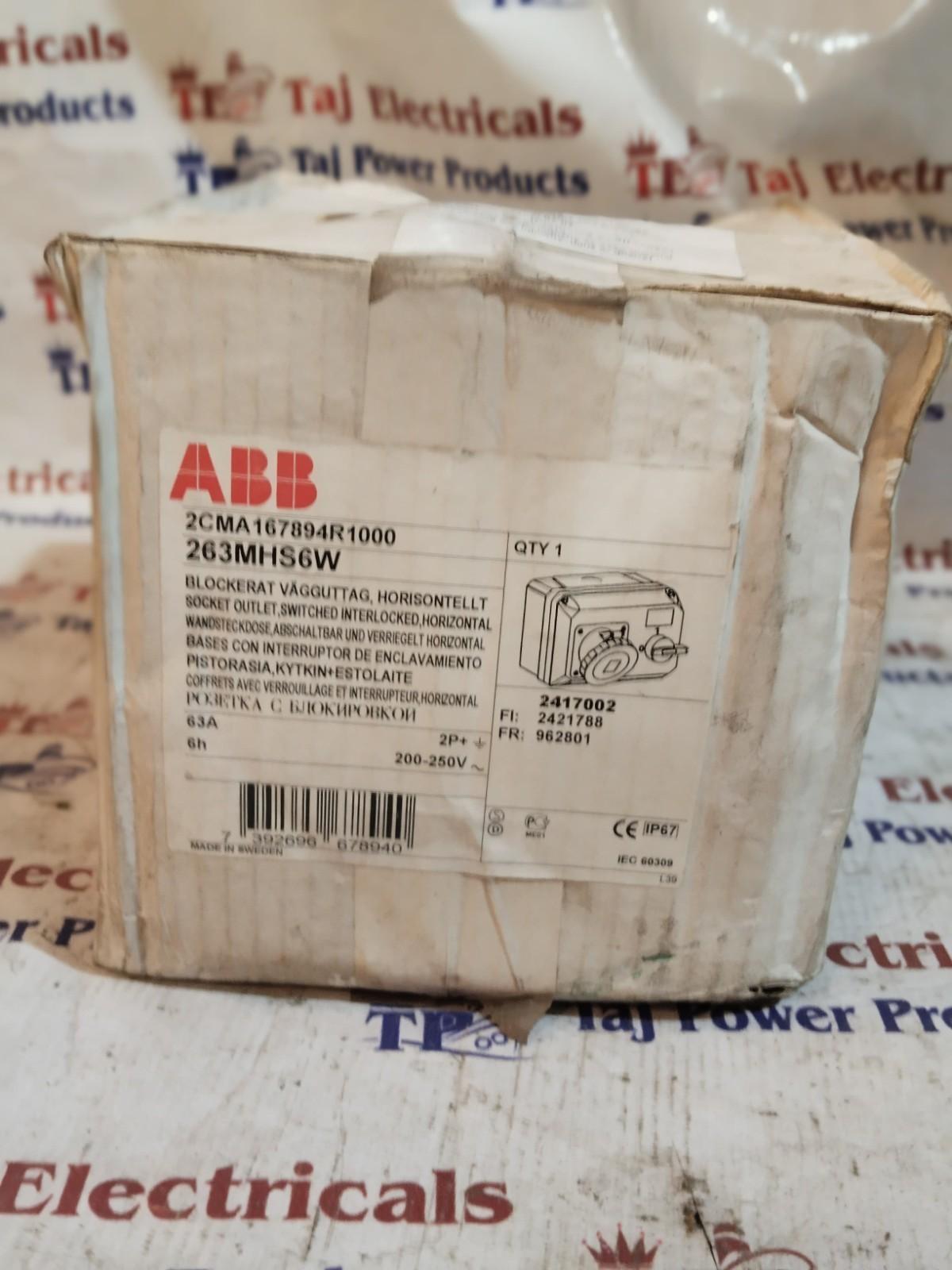 263MHS6W 2CMA167894R1000 INDUSTRIAL PLUG SOCKET 63A ING WORLDWIDE