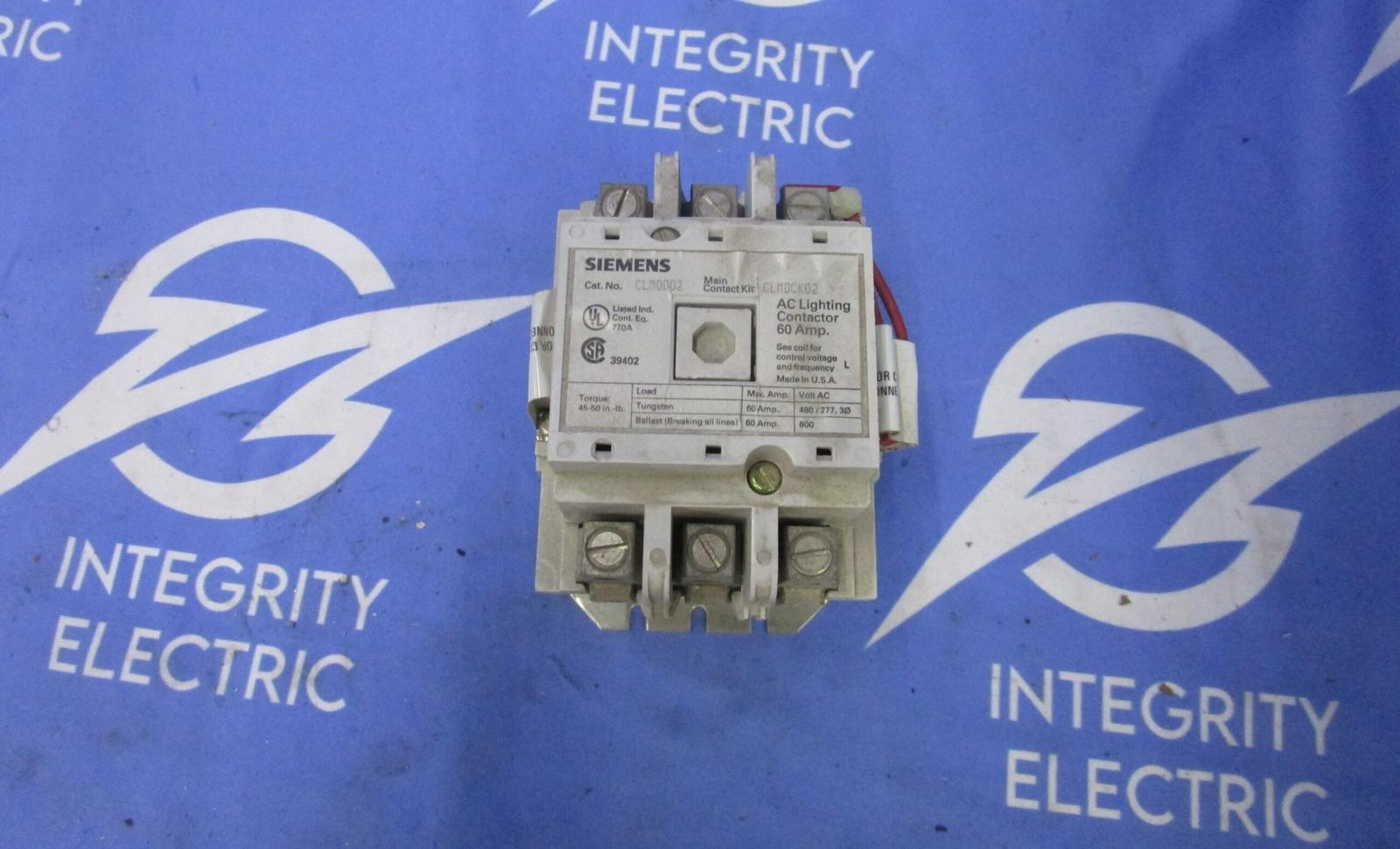 AC LIGHTING CONTACTOR CLM0D02/CLM0D03120 60A 600V COIL CLMD3C120 110/120