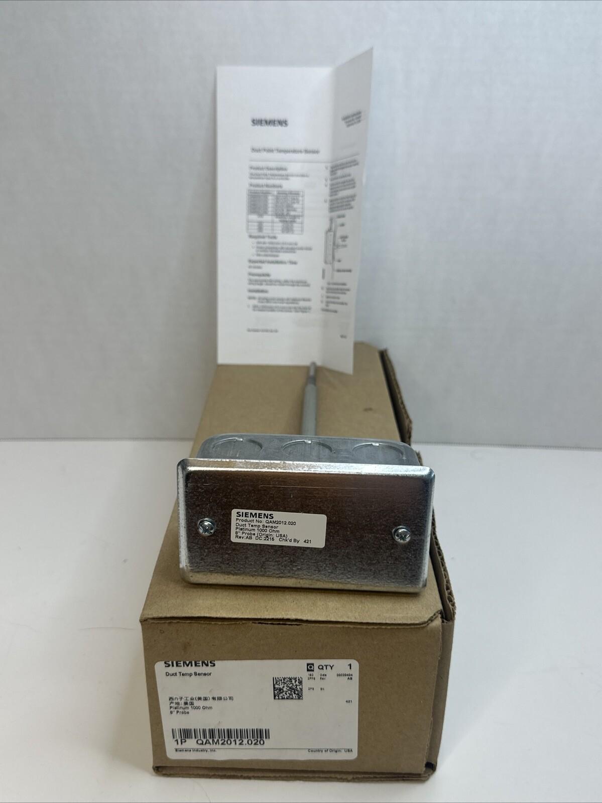 QAM2012.020 Duct Temp Sensor Platinum 1000 Ohm 8" Probe