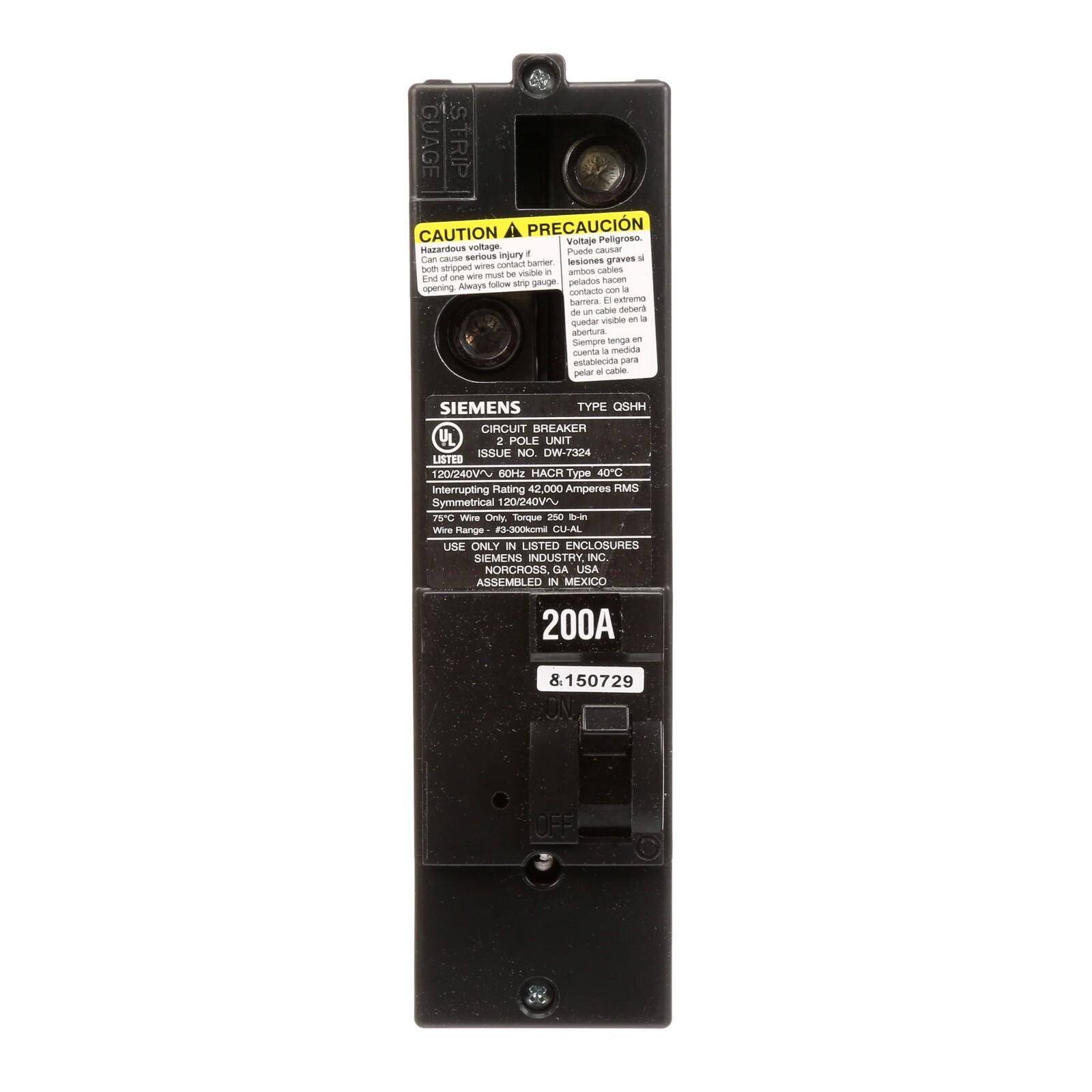 200 Double-Pole 42kA Type QS Multi Family Meter Socket Main Breaker QSH2200