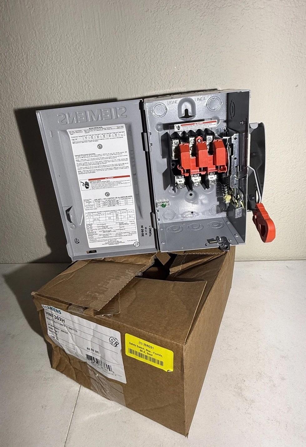 HNF362H 60 Amp Indoor, 600V, Non Fusible, Heavy Duty Safety Switch