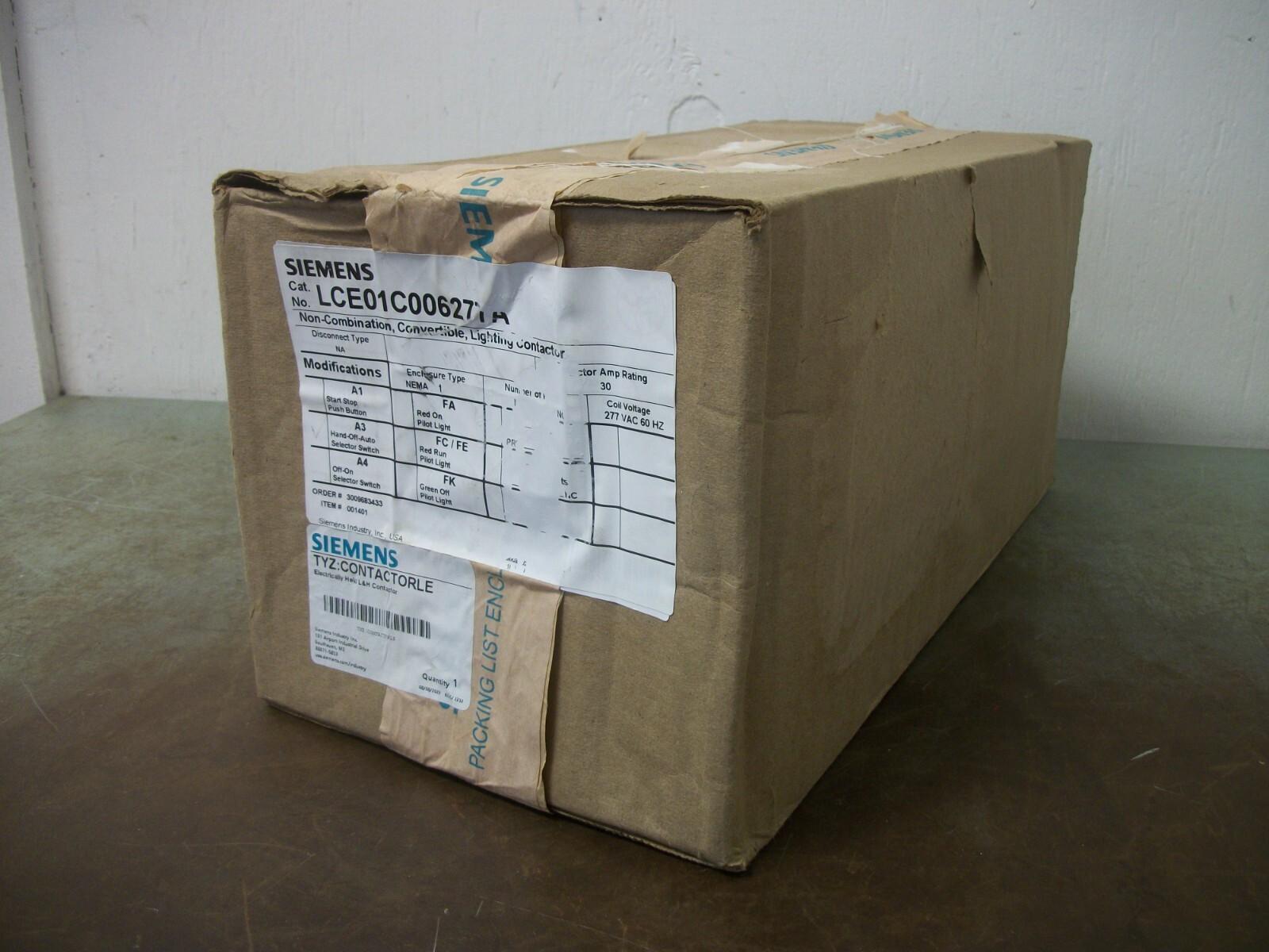 30AMP ELECTRICALLY HELD L&H CONTACTOR LCE01C006277A 277VCOIL NIB