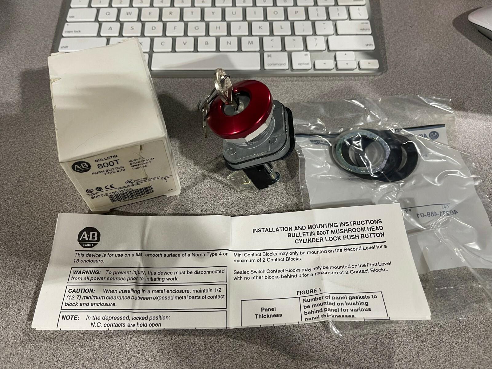 800T-E1554M6A Push Button Type 4,13 Locking Mushroom Head, NOS