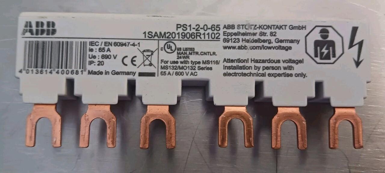 PS 1-2-0-65 1SAM201906R1102 3-Phase Busbar 65 A/600 Vac