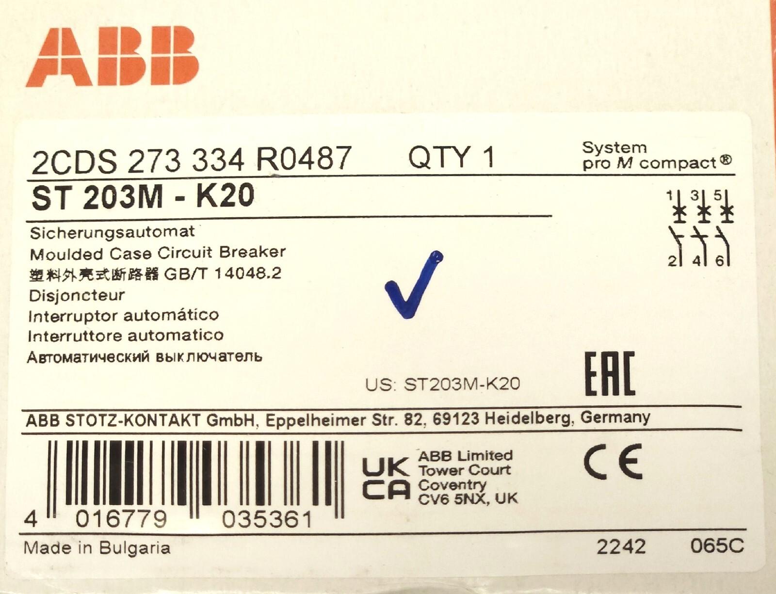 BROWN BOVERI ST203M-K20 ST203MK20