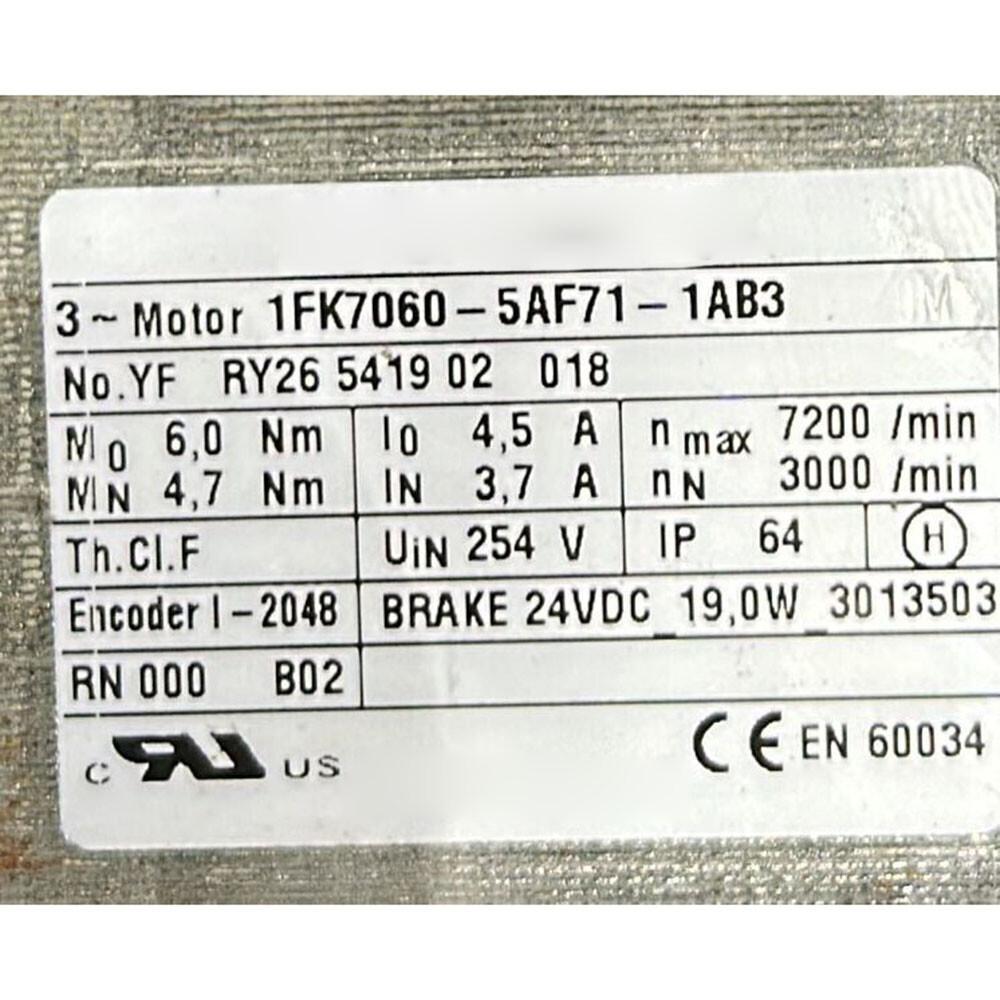 Motor 1FK7060-5AF71-1AB3 1FK70605AF711AB3