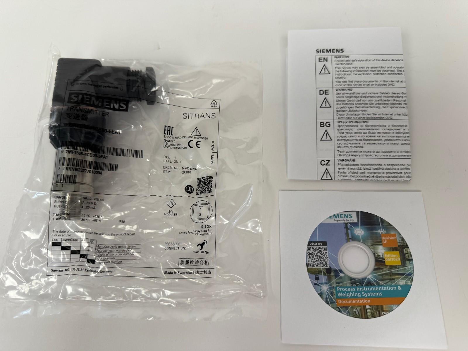 7MF15654CB005EA1 7MF1565-4CB00-5EA1 SITRANS PRESSURE TRANSMITTER