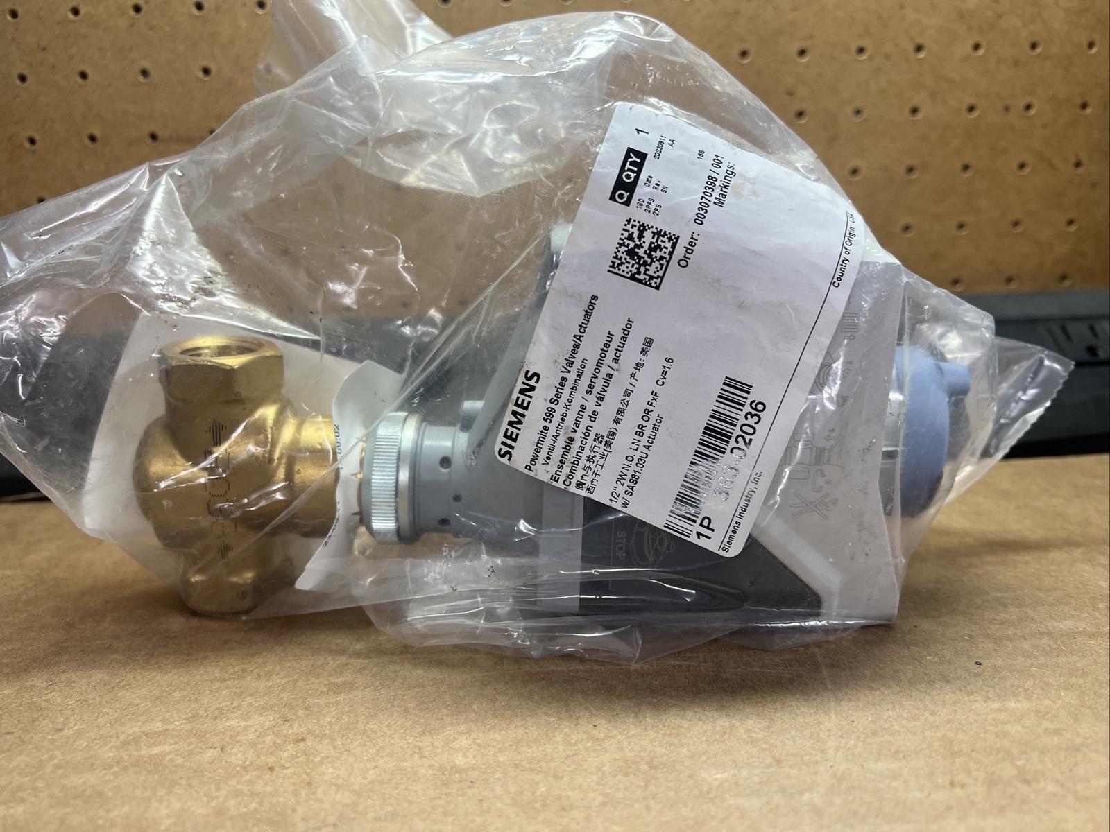 363-02036 Powermite 599 1/2” 2W VALVE Assembly LN BR OR FxF Actuator