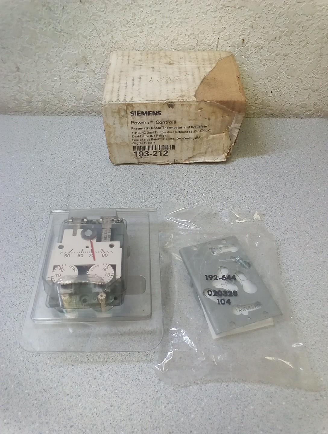 Powers Controls Pneumatic Room Thermostat Wallplate 193-212)