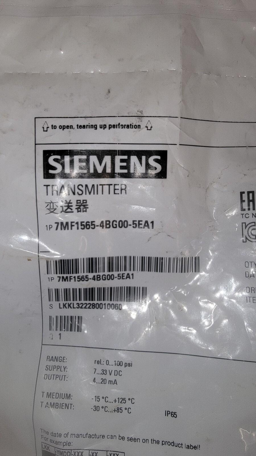 Pressure Transmitter, 7M F1565-4BG00-5EA1 In Package.