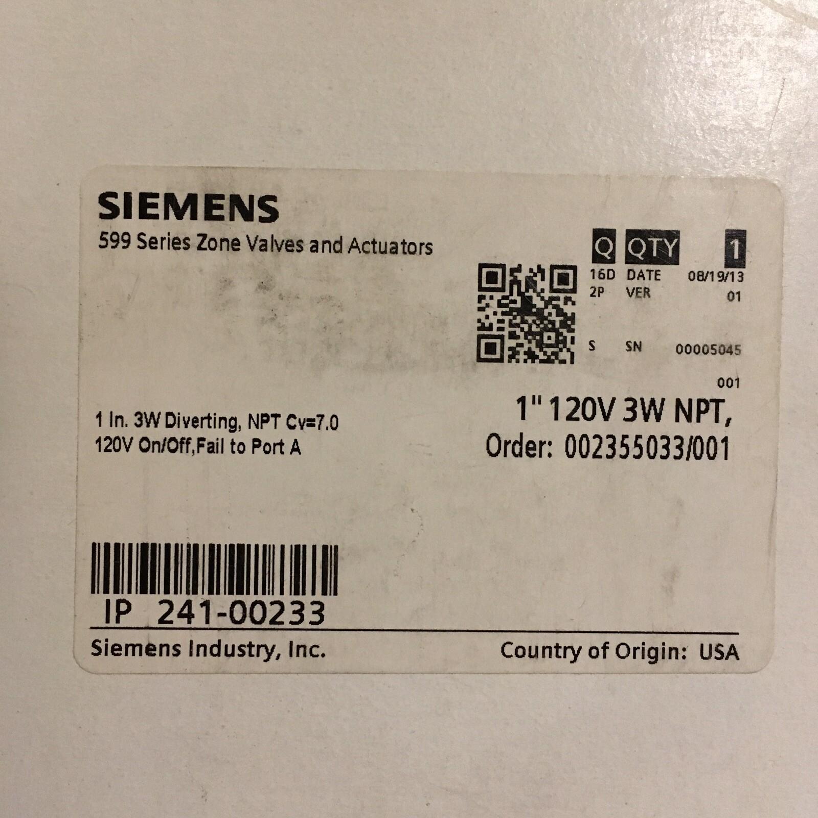 241-00233 1" 3W Valve Diverting 120V 599 Series