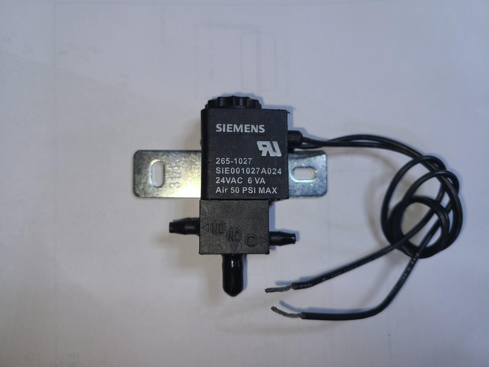 Offer Siemens 265-1027, Way Electro Pneumatic Valve, 24VAC, 50PSI Max