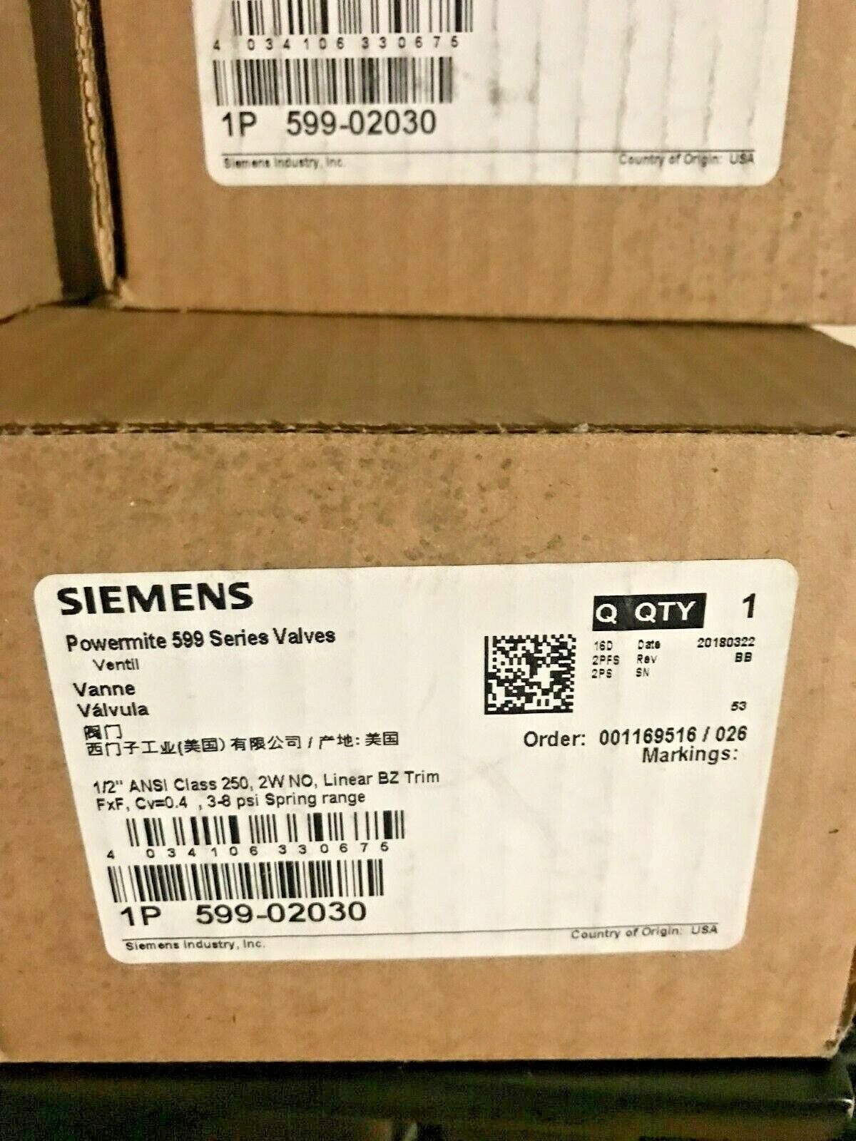 599-02030 599 Series Valves,1/2 in. ANSI Class 250, 2W NO, NIB