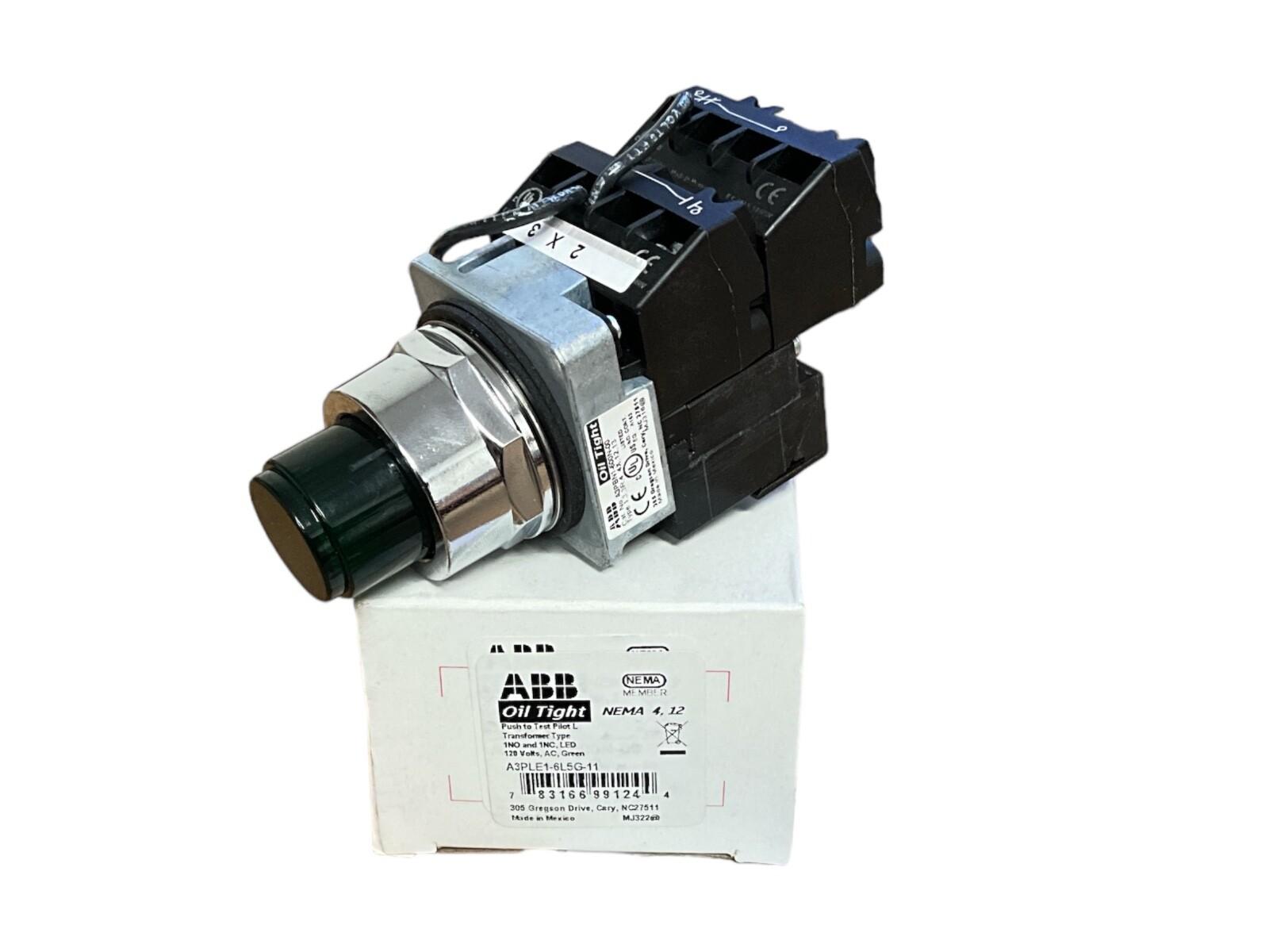 A3PLE1-6L5G-11 30mm Illuminated Pushbutton 2-Pos 120V Green 1NO+1NC
