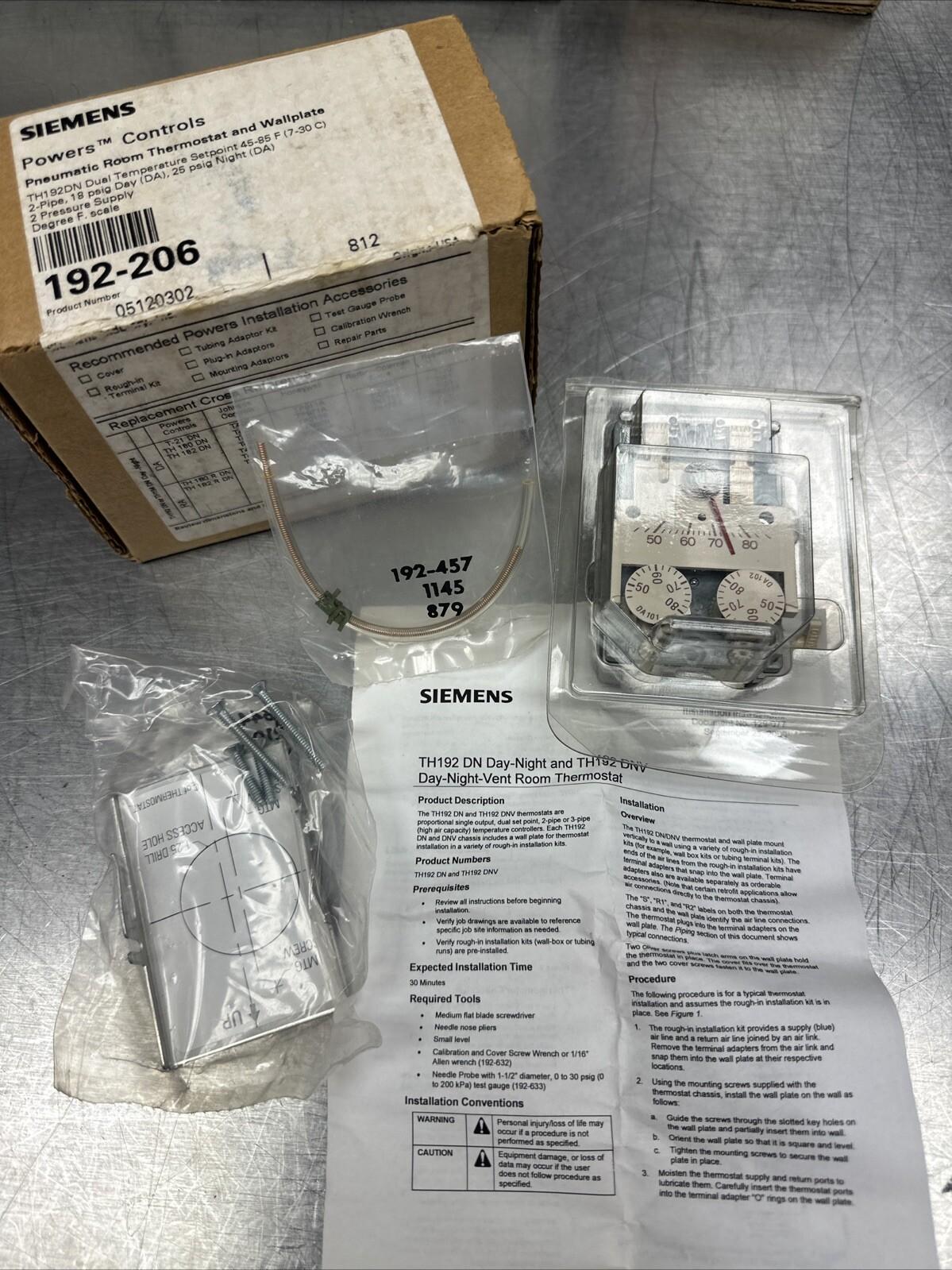 192-206 Pneumatic Room Thermostat TH192DN Duel Temp Missing Hose Clamp
