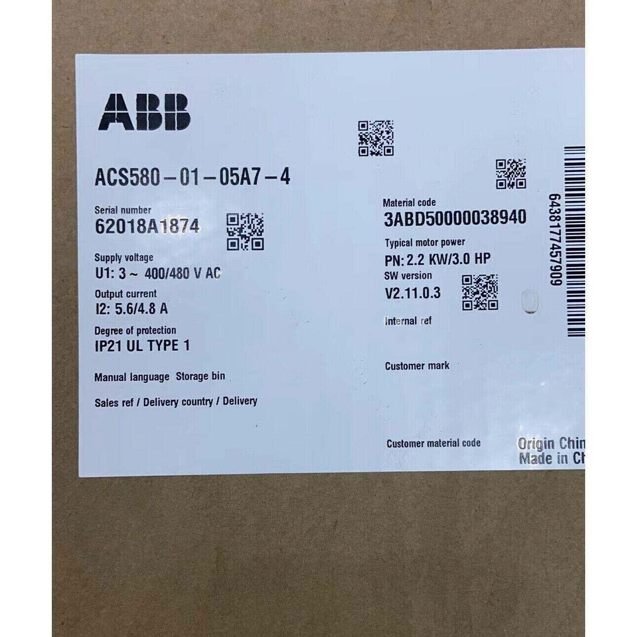 ACS580-01-05A7-4 ACS5800105A74 2.2KW Frequency converter module