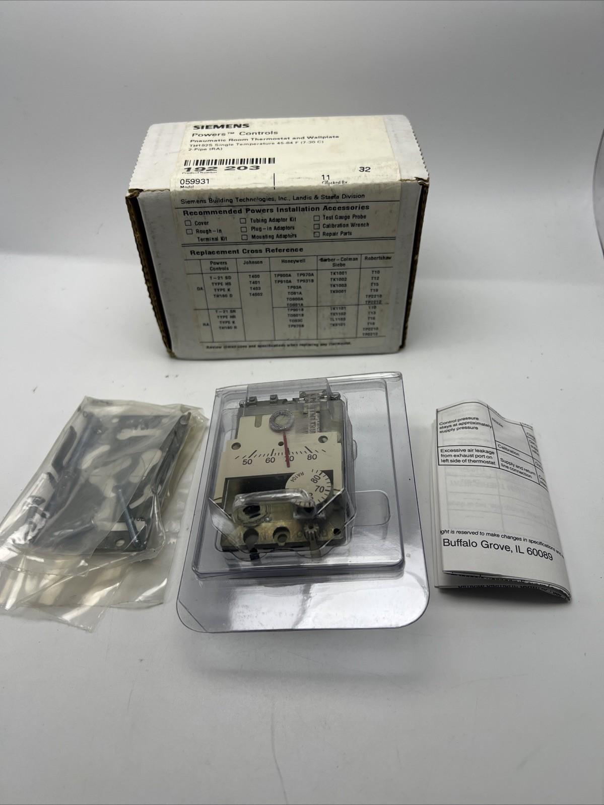 Power Controls Pneumatic Room Thermostat Wallplate TH192S 192-203 059931