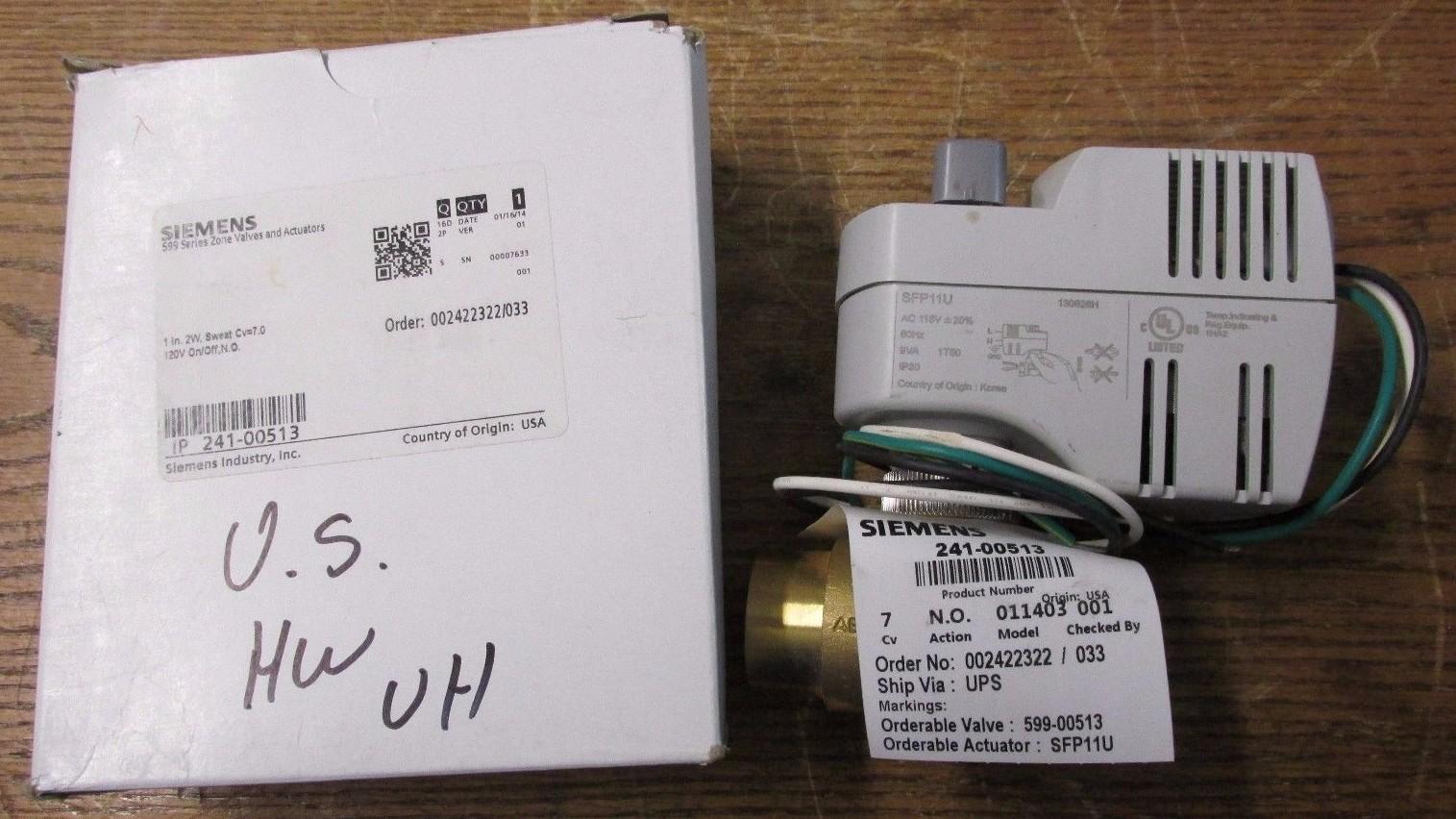 NOS 241-00513 Two Way Zone Valve Electric Actuator N.O. 120VAC