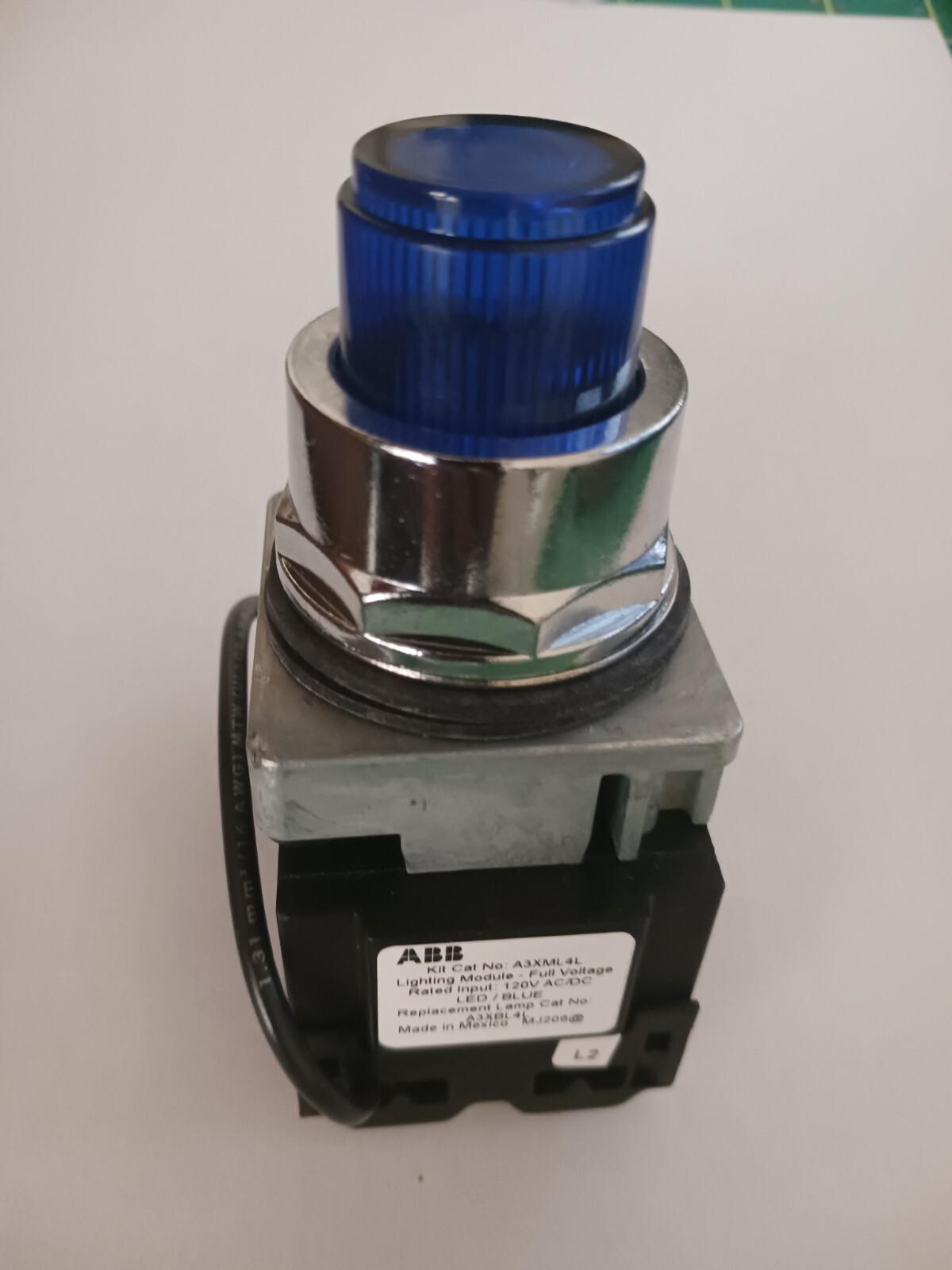 A3PLE1-6L4L-11 Push Button Illuminated, Pos Mom, Extnd, 120V, Blue,