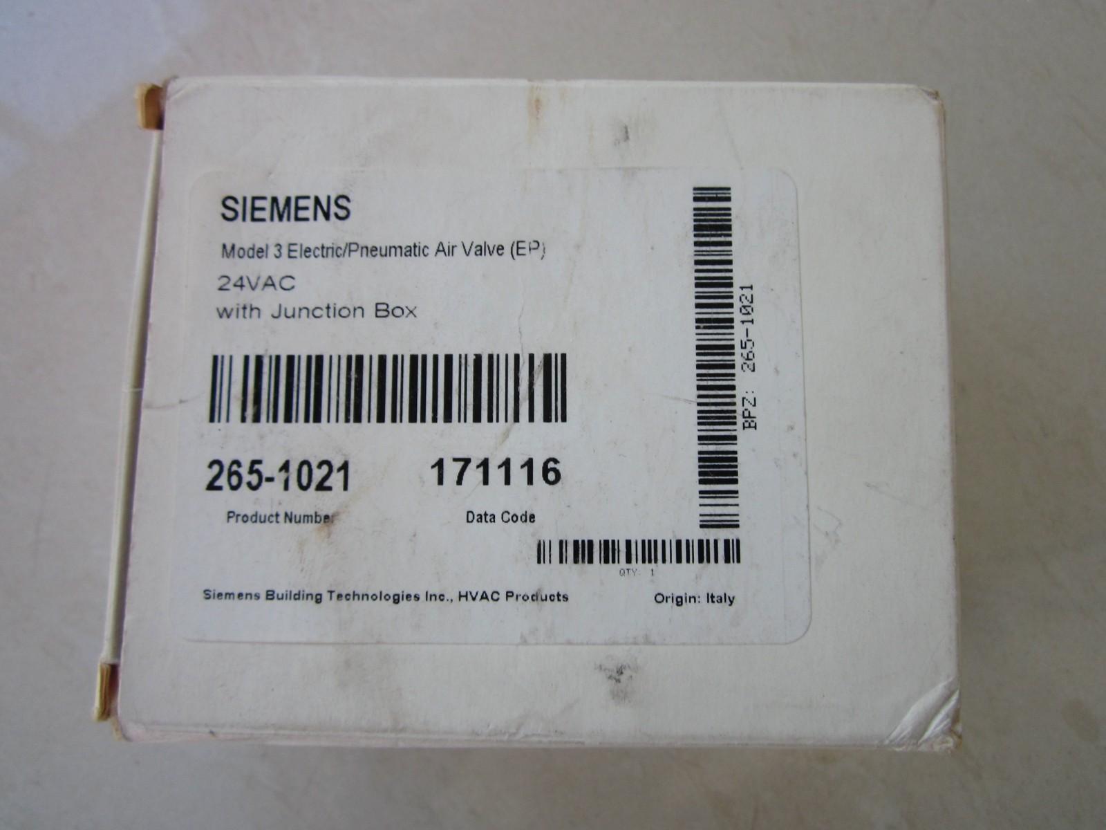 265-1021 ELECTROPNEUMATIC VALVE 50 PSI MAX 240 VAC VA MODEL 3EP