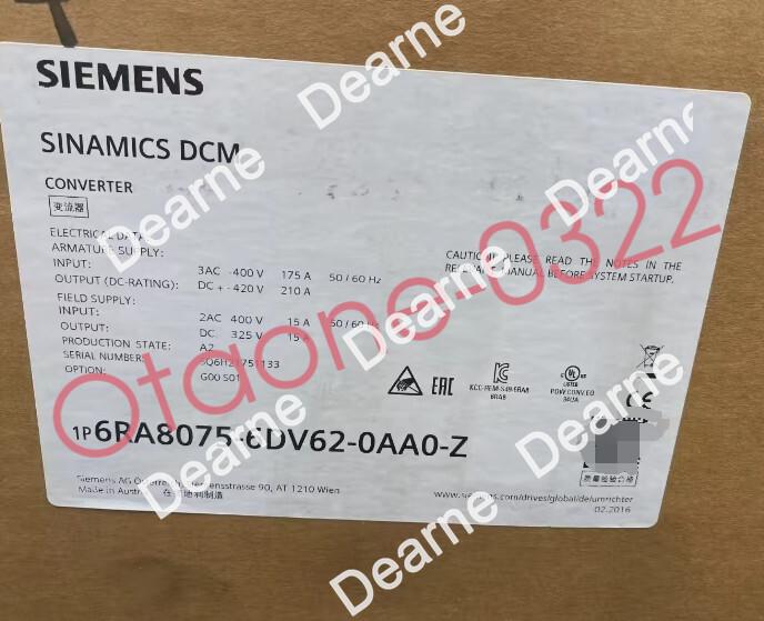6RA8075-6DV62-0AA0-Z SINAMICS DCM CONVERTER CONDITION