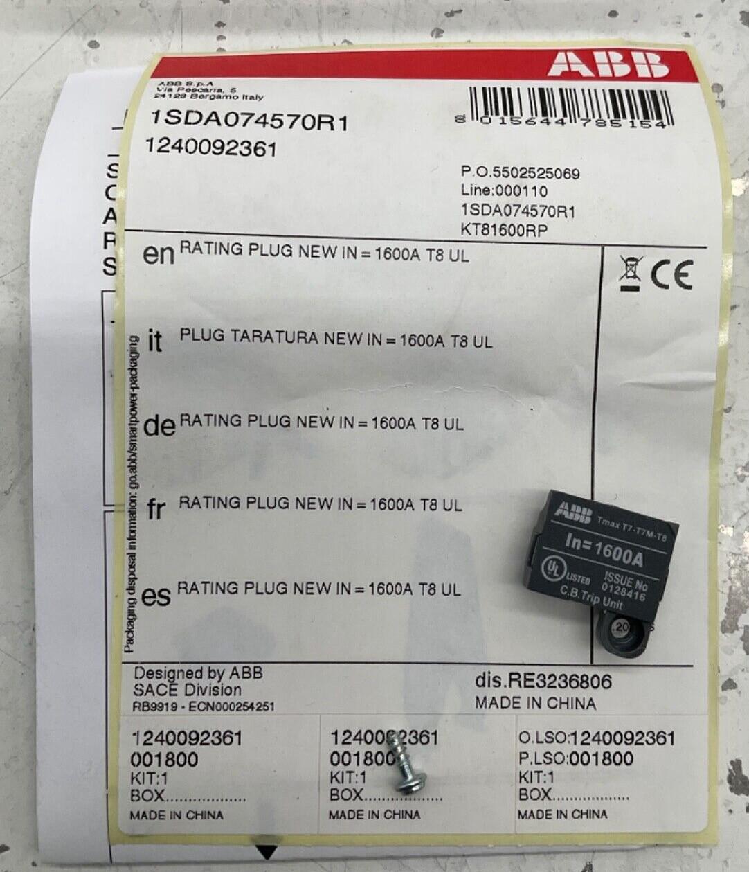 KT81600RP RATING PLUG 1600 FOR T8 BREAKERS