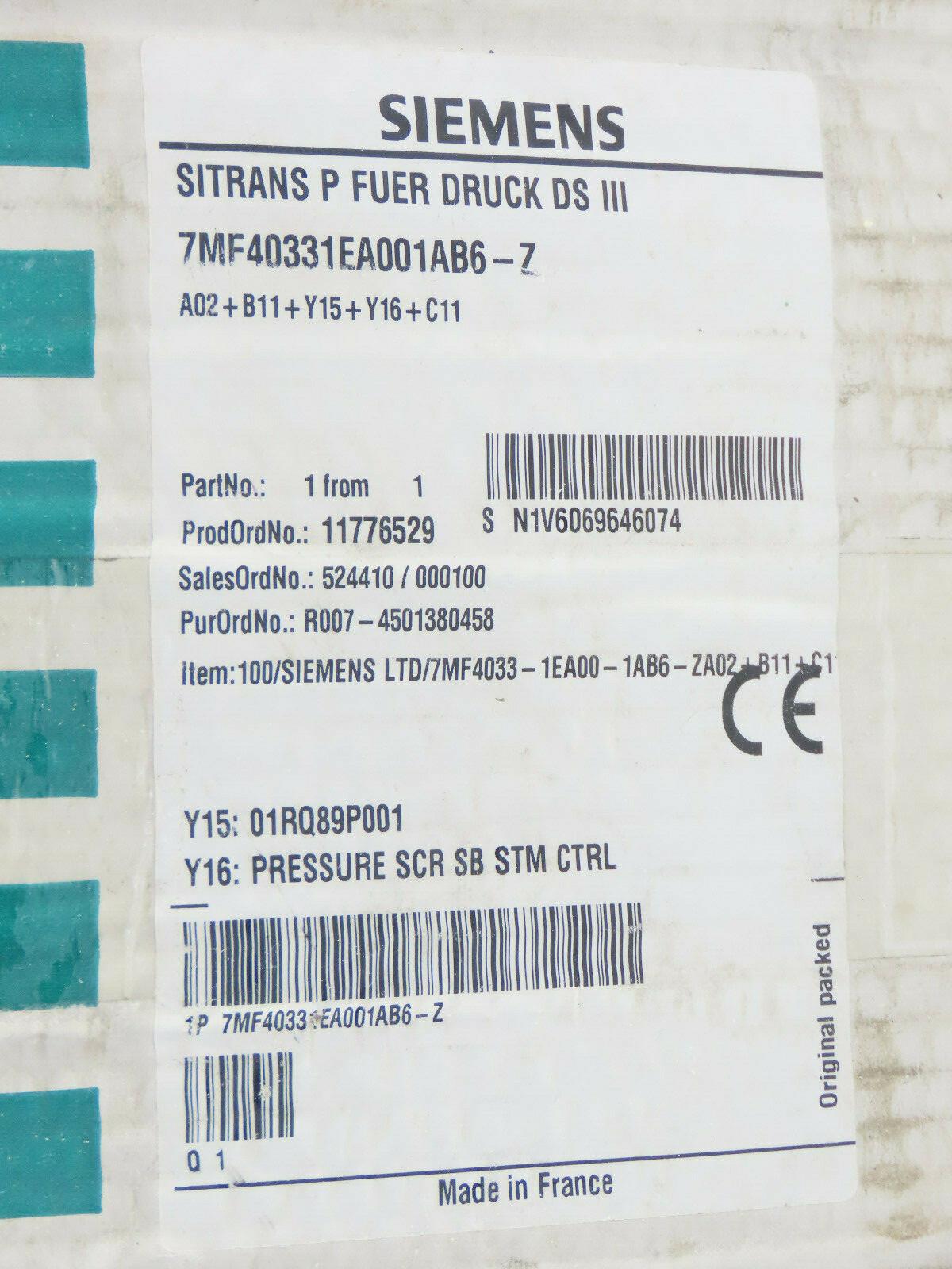 7MF4033-1EA00-1AB6-Z Sitrans Pressure Transmitter