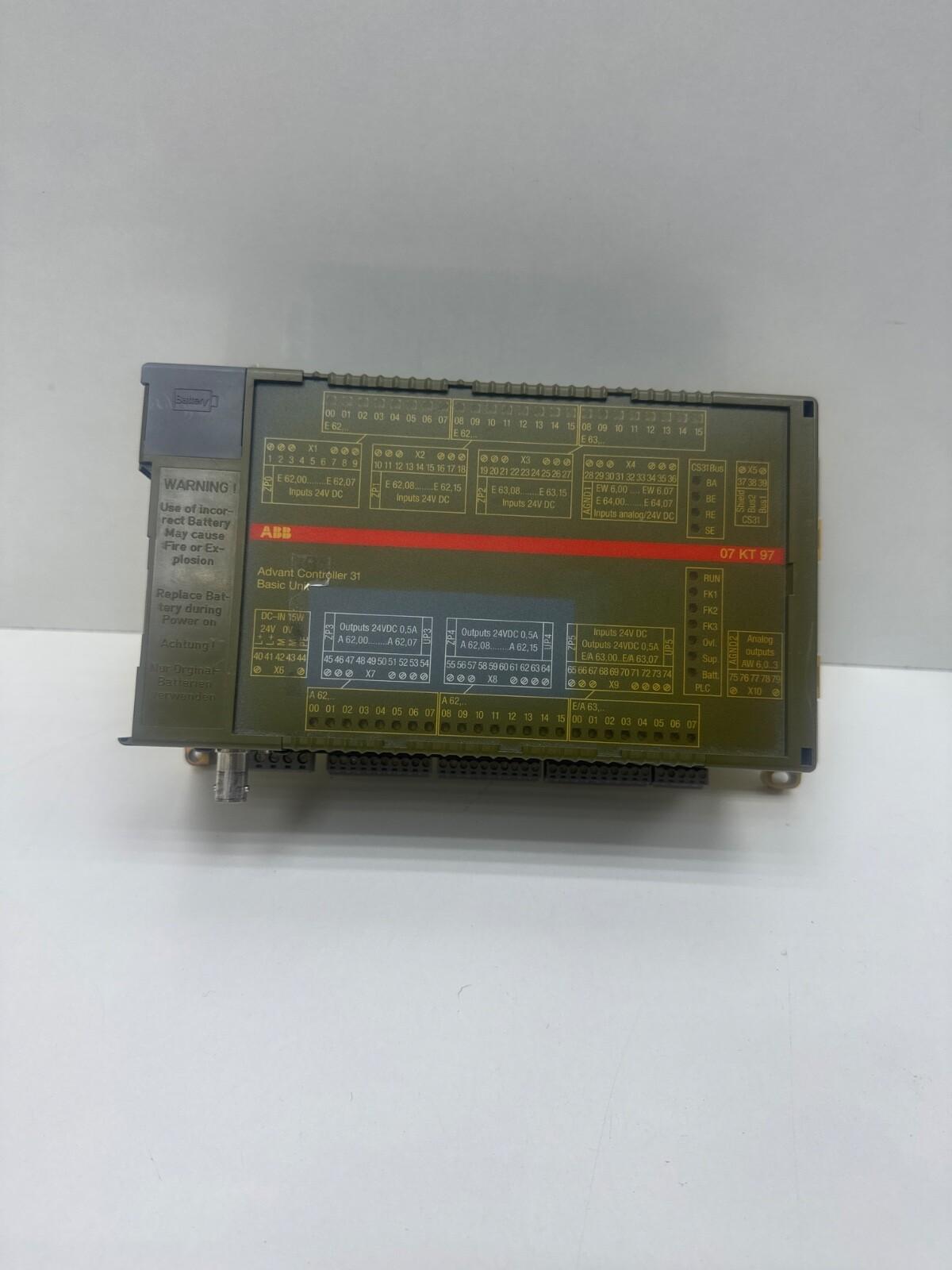 GJR5253000R0262 07KT97G Advant Controller 31 Basic Unit