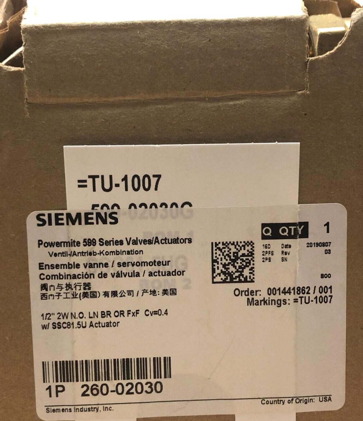 260-02030 POWERMITE 599 SERIES VALVES/ACTUATORS FACTORY BOX
