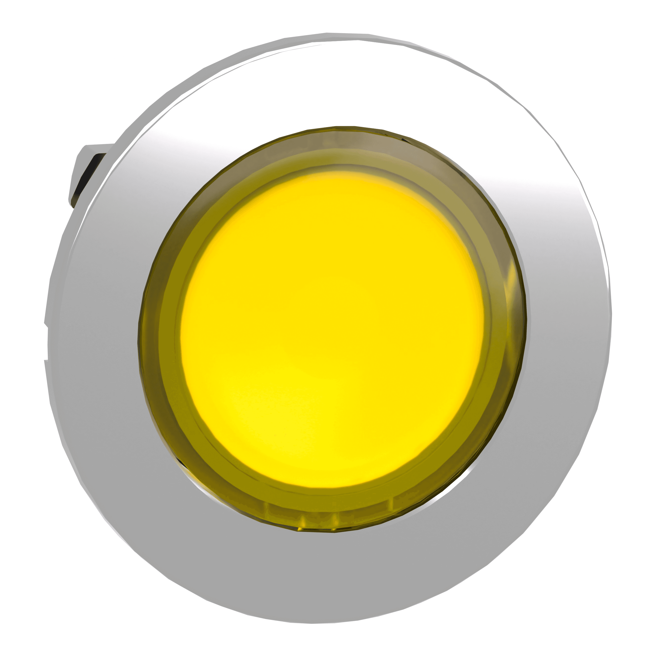 Head for pilot light, Harmony XB4, metal, yellow flush mounted, 30mm, universal LED, plain lens