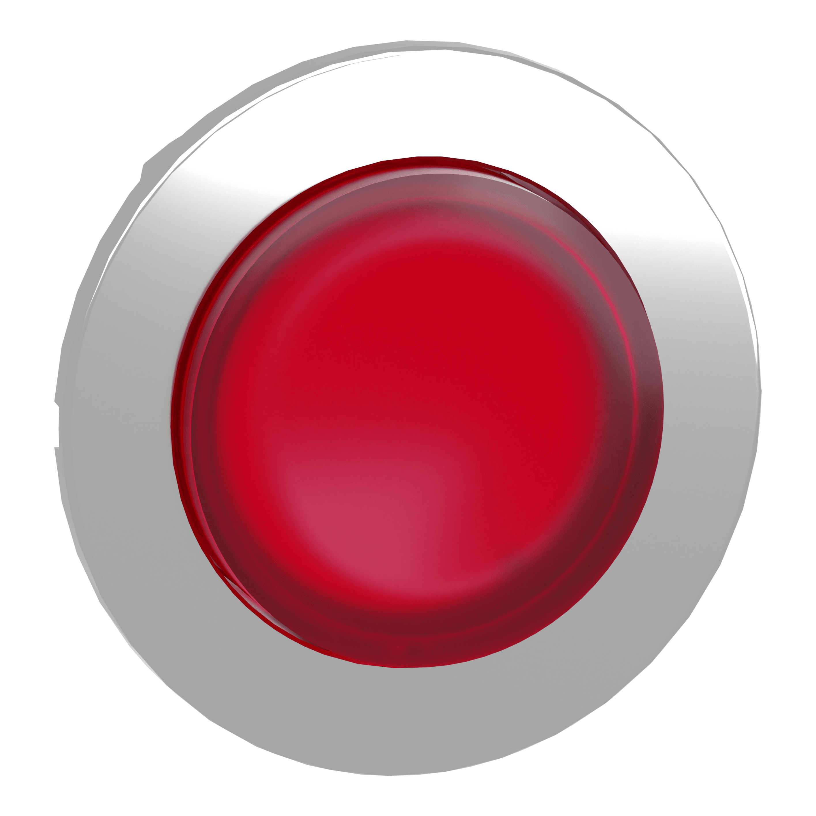 Head for illuminated push button, Harmony XB4, metal, red projecting, 30mm, universal LED, push-push, unmarked