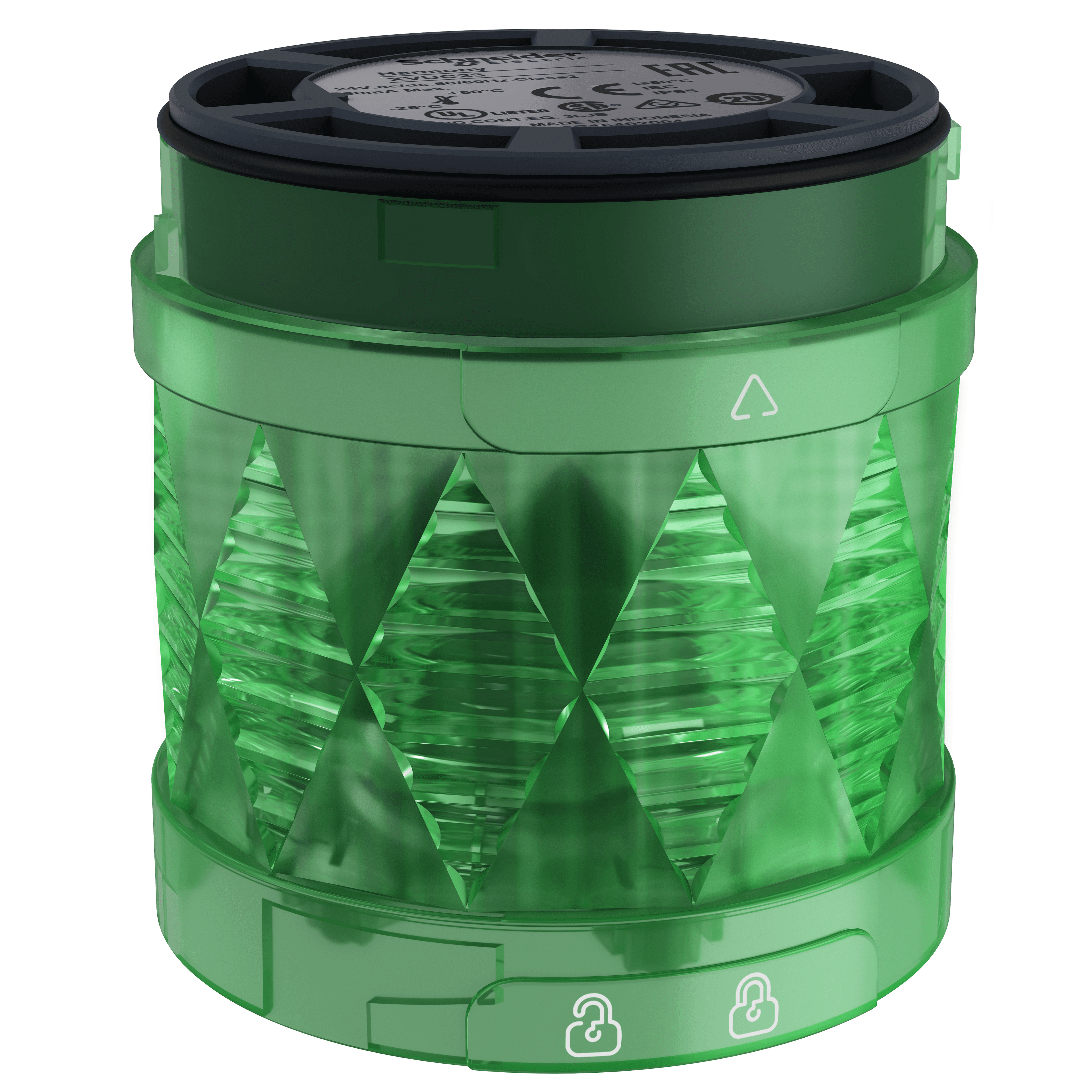 Modular tower light, Harmony XVU, illuminated LED units, green, 60mm, blinking, IP65, 24V AC DC