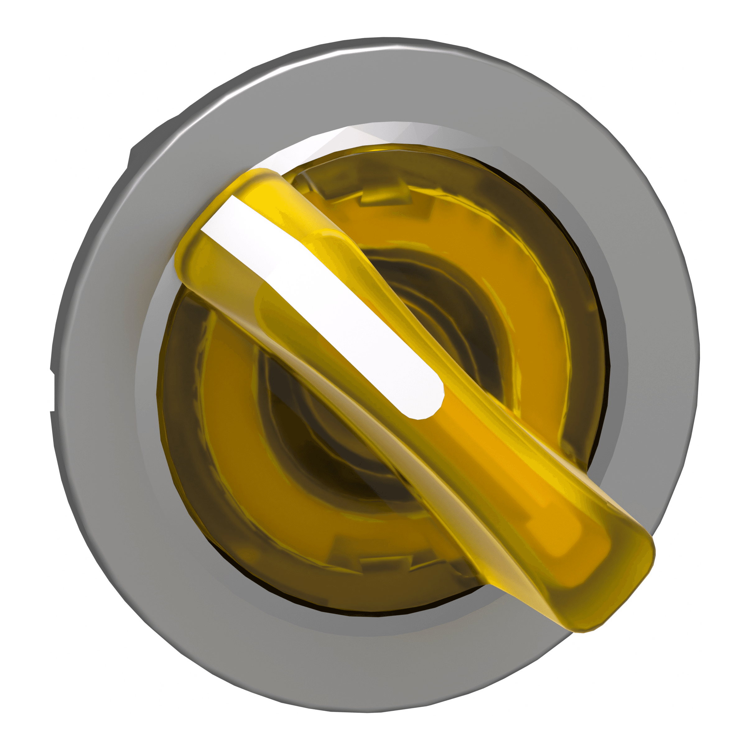 Head for illuminated selector switch, Harmony XB4, metal, yellow handle, 30mm, universal LED, 2 positions, stay put