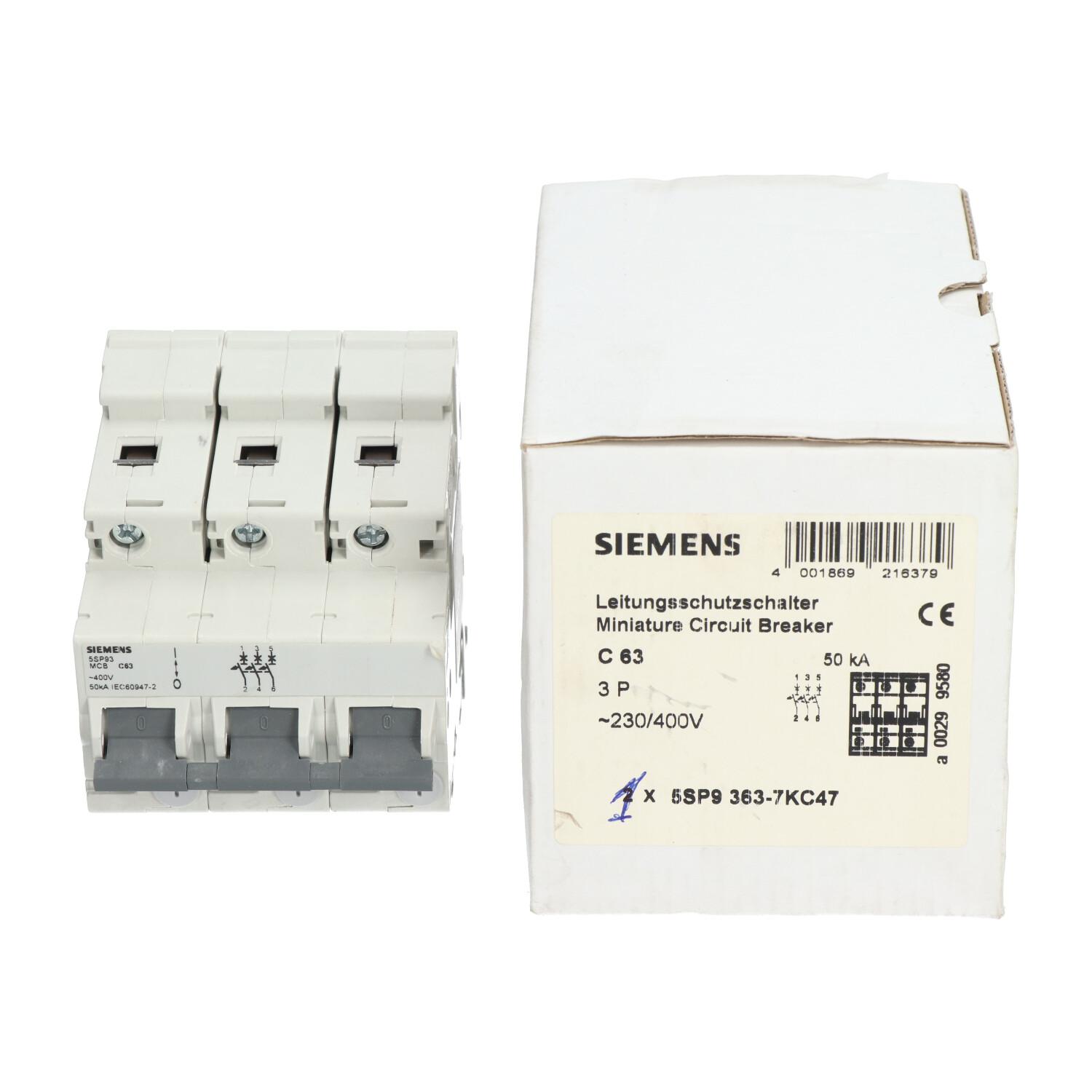 5SP9363-7KC47 Miniature Circuit Breaker 3P NFP
