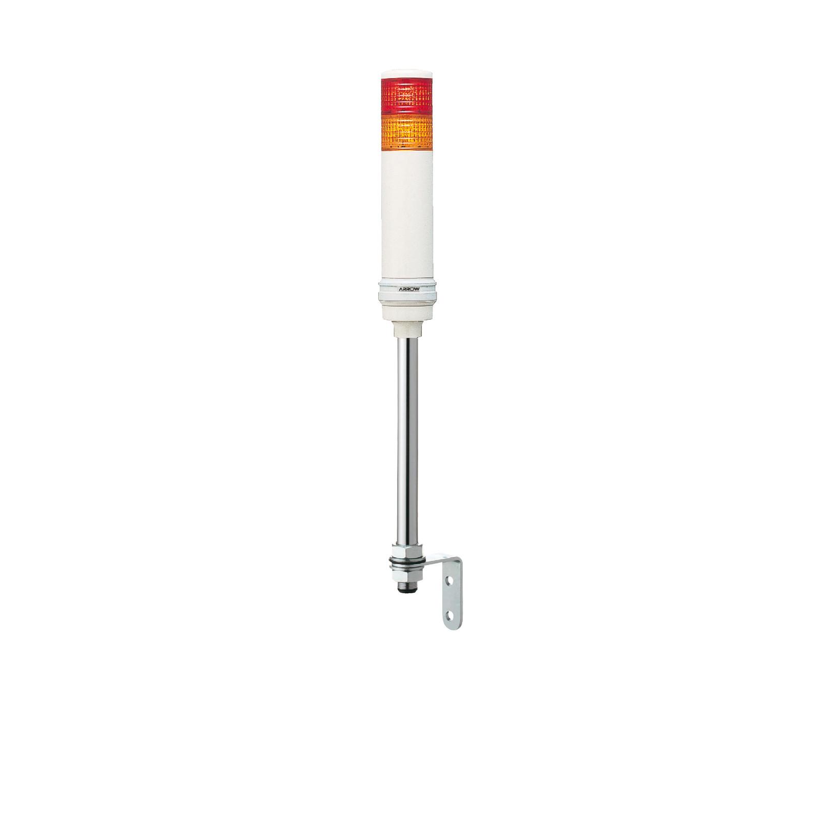 Harmony XVC, Monolithic precabled tower light, plastic, red orange, Ø40, tube mounting, steady or flashing, buzzer, IP23, 24 V AC/DC