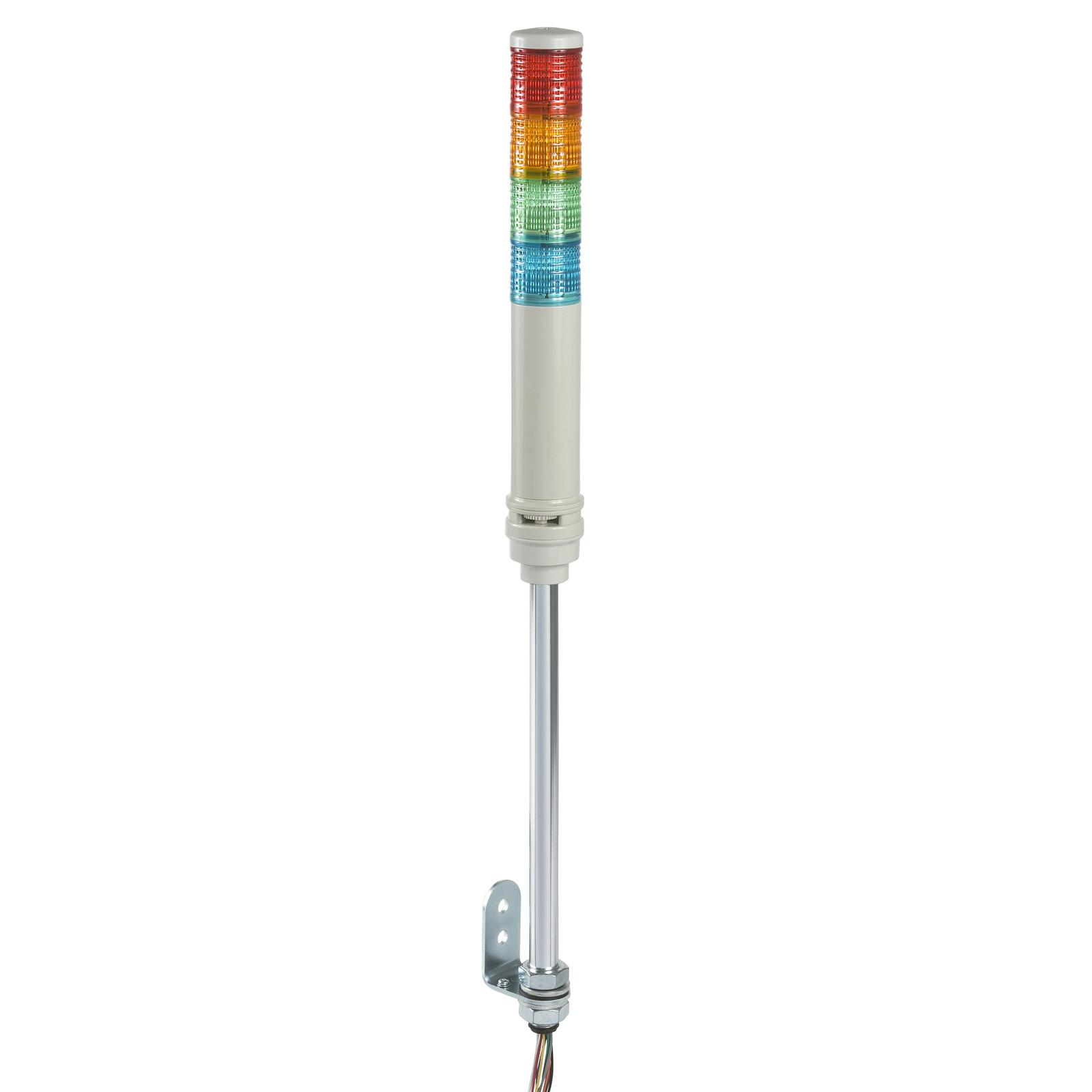 Harmony XVC, Monolithic precabled tower light, plastic, red, Ø40, tube mounting, steady or flashing, buzzer, IP23, 100...240 V AC