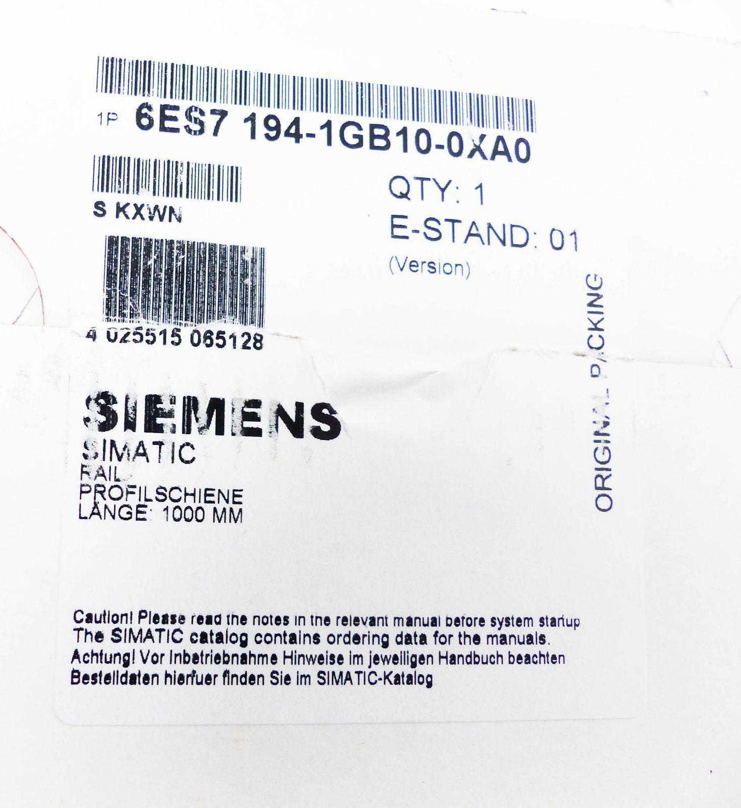 Simatic S7 6ES7194-1GB10-0XA0 Profile Rail 1000mm E:01 sealed-