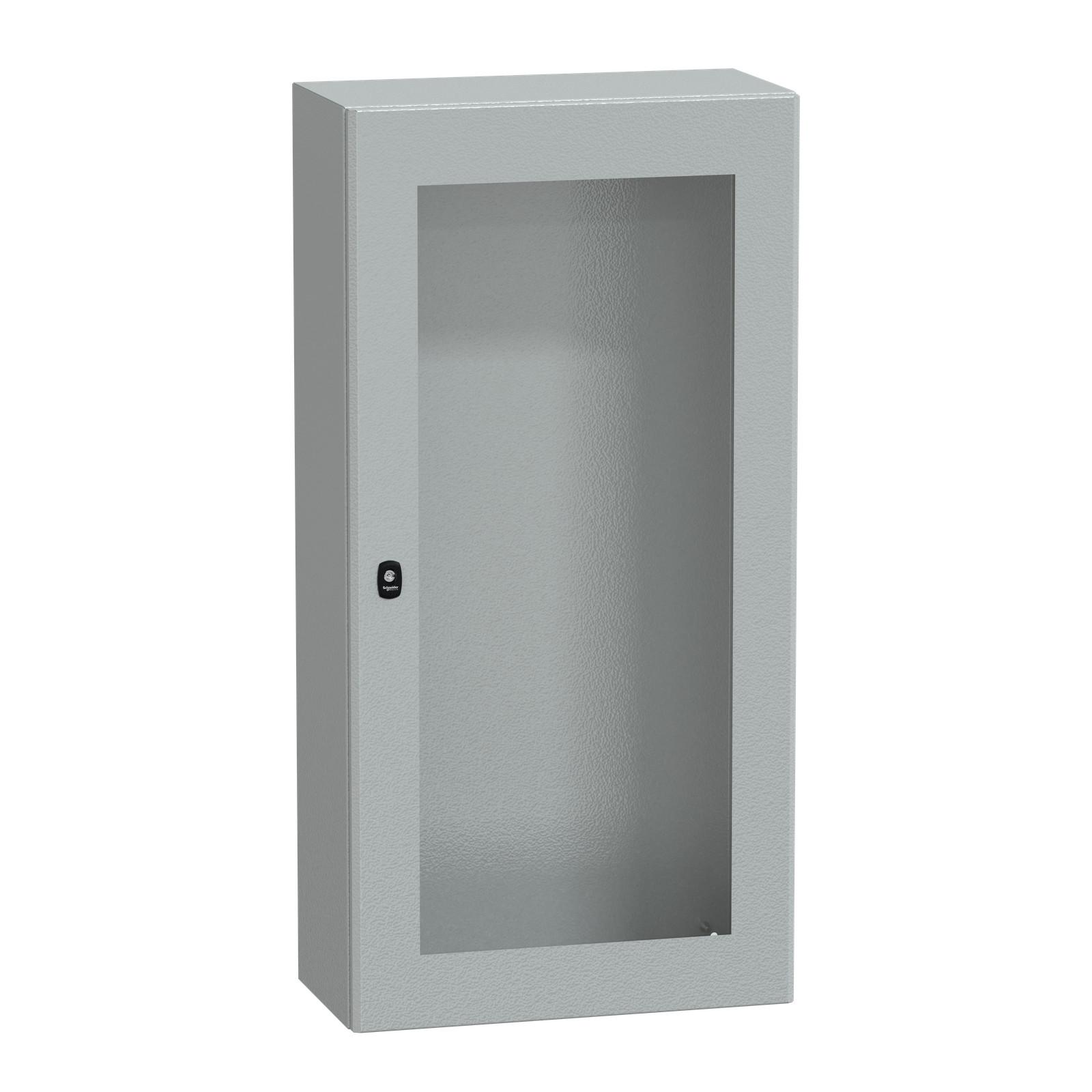Wall mounted steel enclosure, Spacial S3D, transparent door, without mounting plate, 1200x600x300mm, IP66, IK08