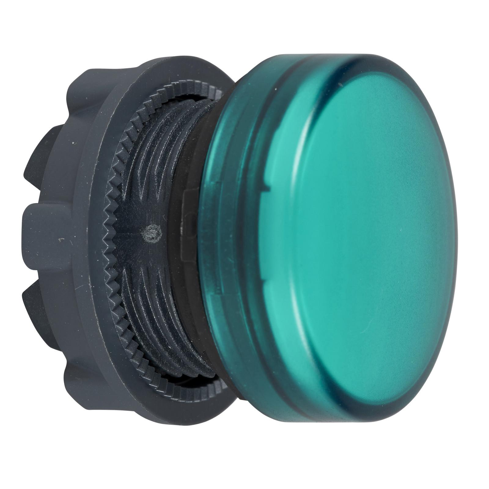 Head for pilot light, Harmony XB5, metal, green, 22mm, plain lens for BA9s bulb