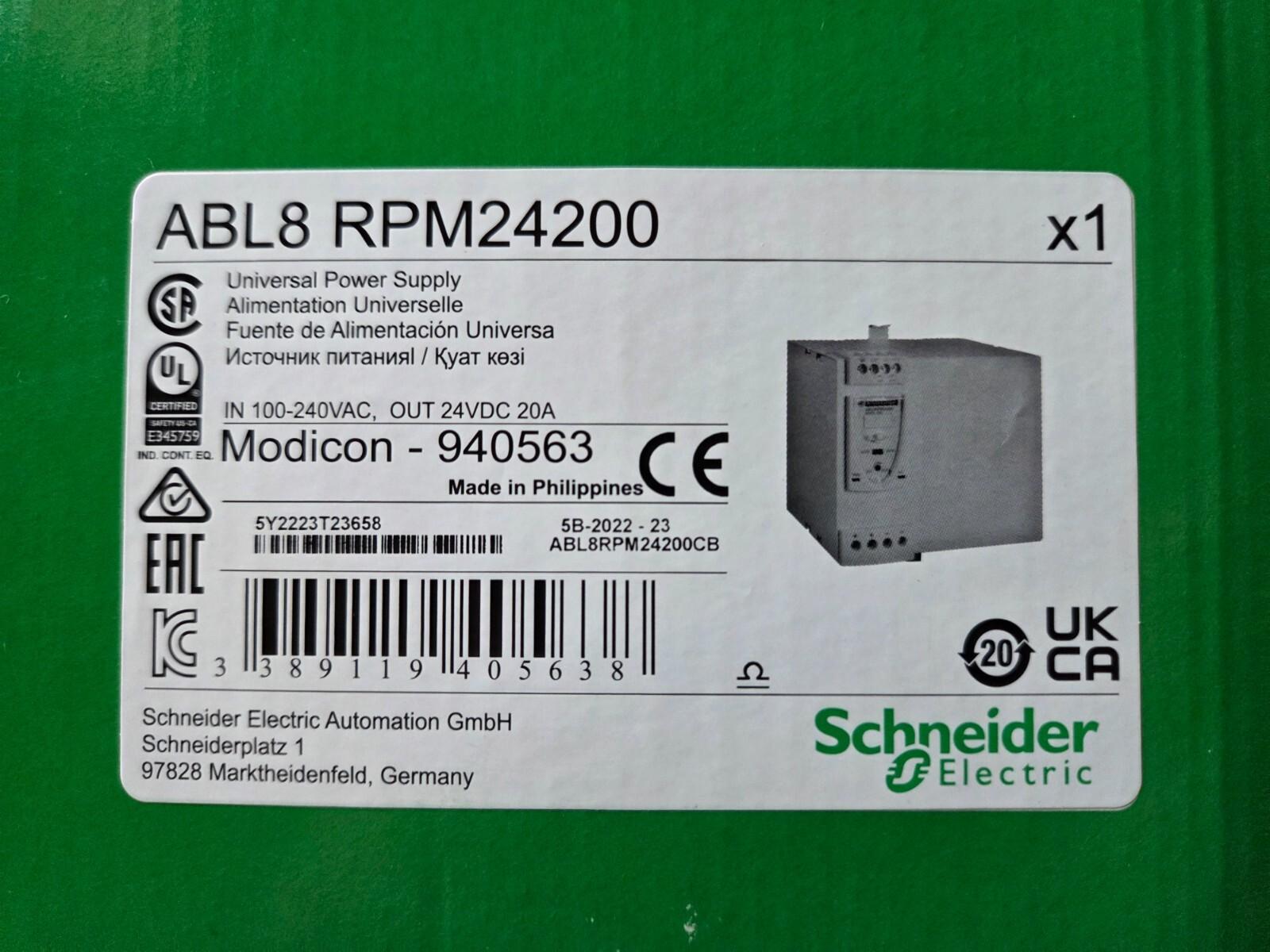 Regulated switch power supply, modicon power supply, 1 or 2 phase, 100 to 240V, 24V, 20A