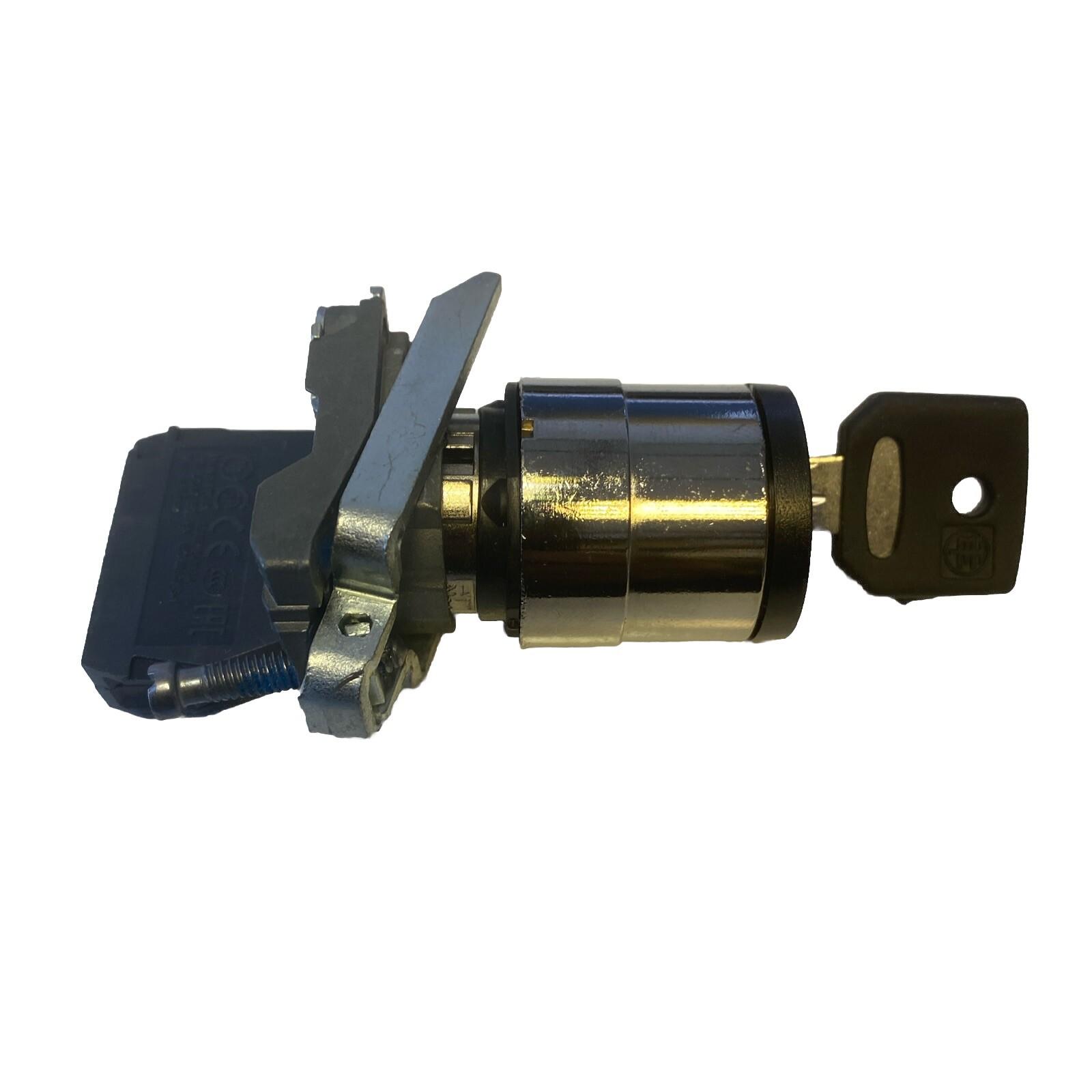 Key switch selector, Harmony XB5, plastic, black, 22mm, key 455, 2 positions, stay put, 1 NO