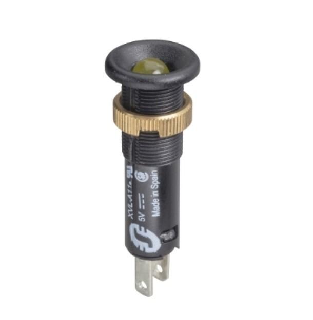 Pilot light, Harmony XVL, plastic, yellow, 8mm, protruding LED, faston connectors, 24V DC