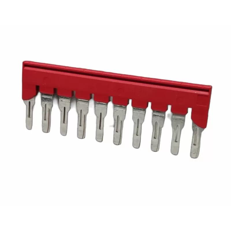 Plug-in bridge, Linergy TR, 10 points for 6mm² terminal blocks, red, 10 way, set of 10
