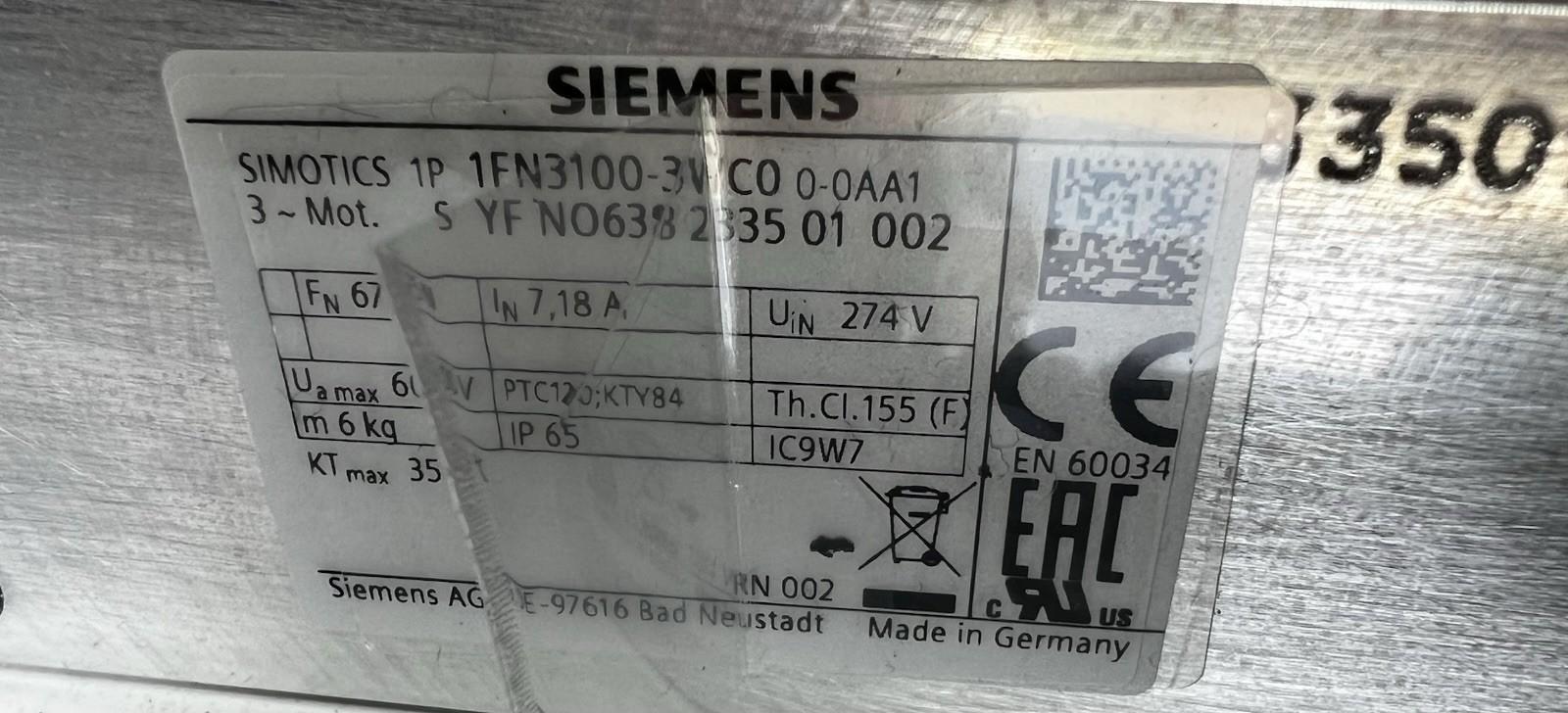 1FN31003WC000AA1 SERVO MOTOR 1FN3100-3WC00-0AA1