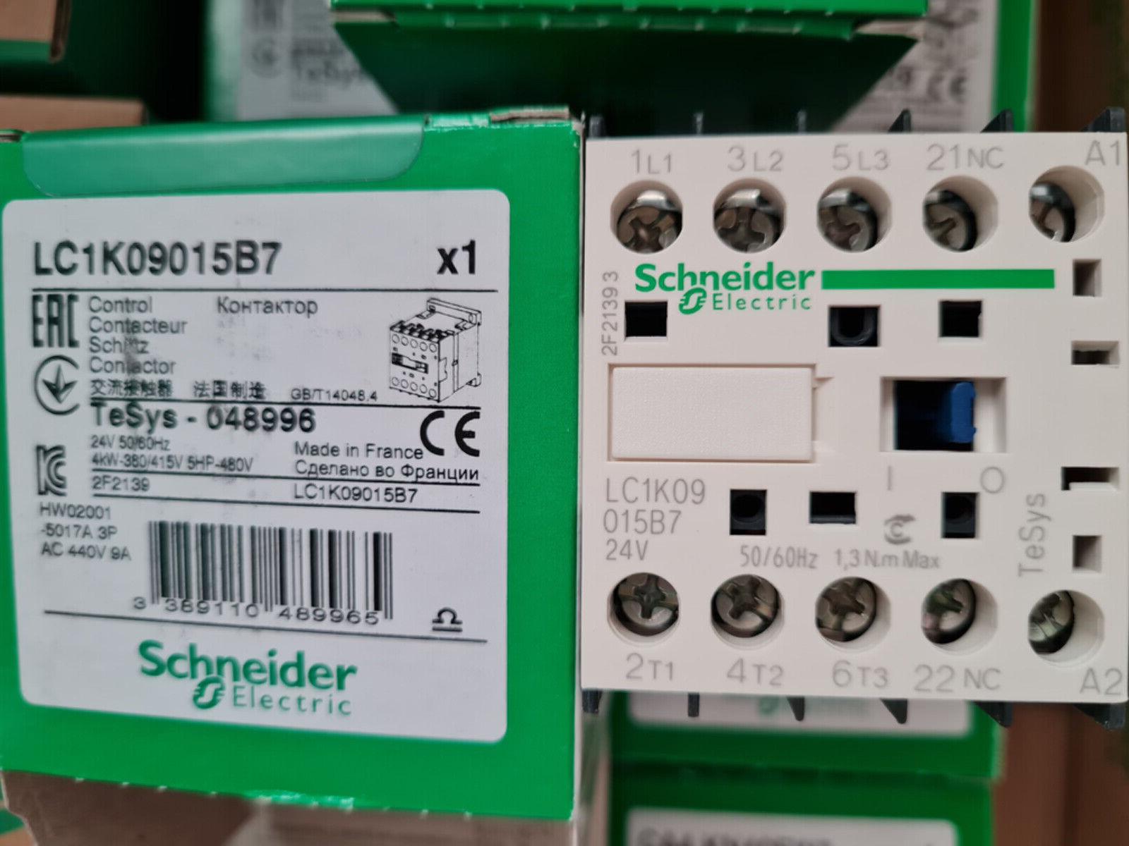 Contactor, TeSys K, 3P, AC-3, lt or eq to 440V 9A, 1 NC aux., 24VAC coil