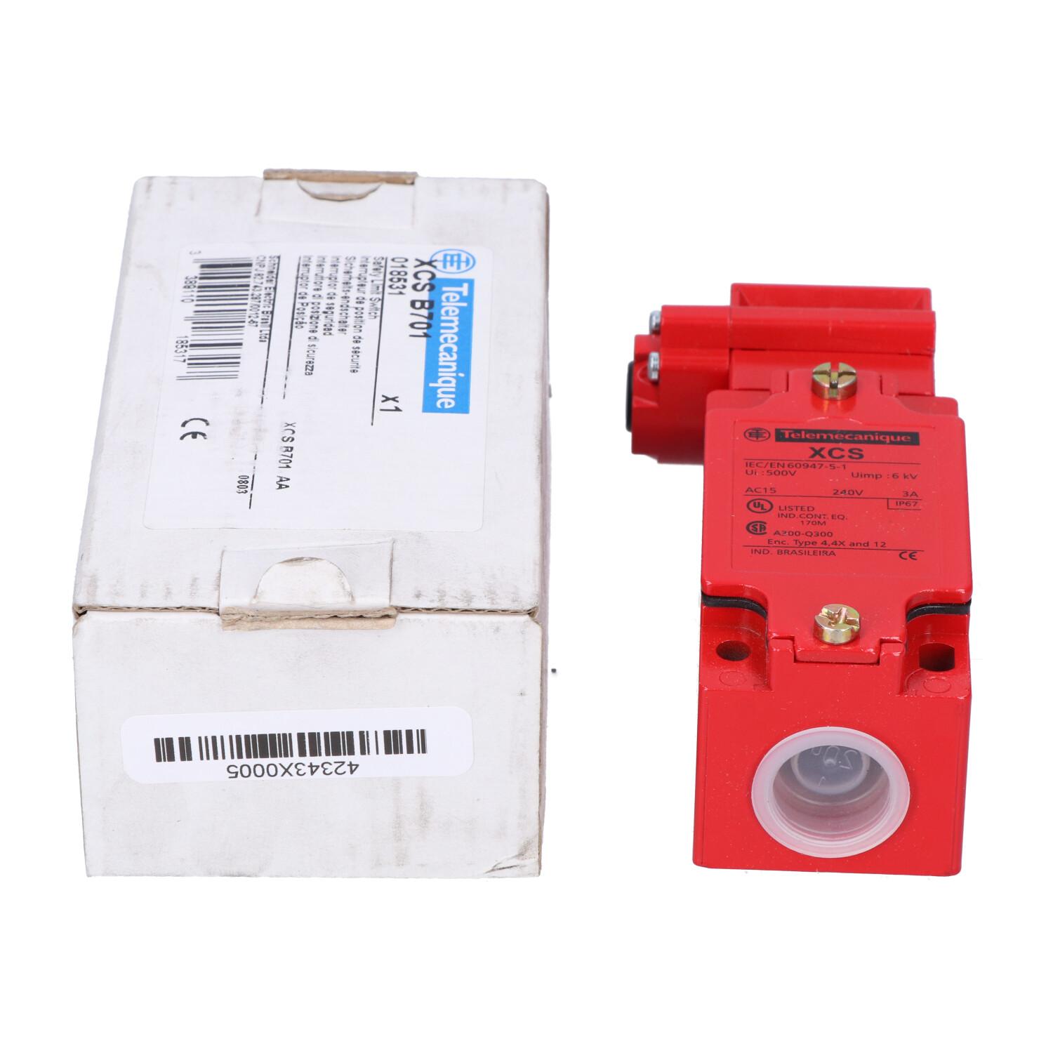 Safety switch, Telemecanique Safety switches XCS, metal XCSB, 2 NC + 1 NO, slow break, 1 entry tapped Pg 13