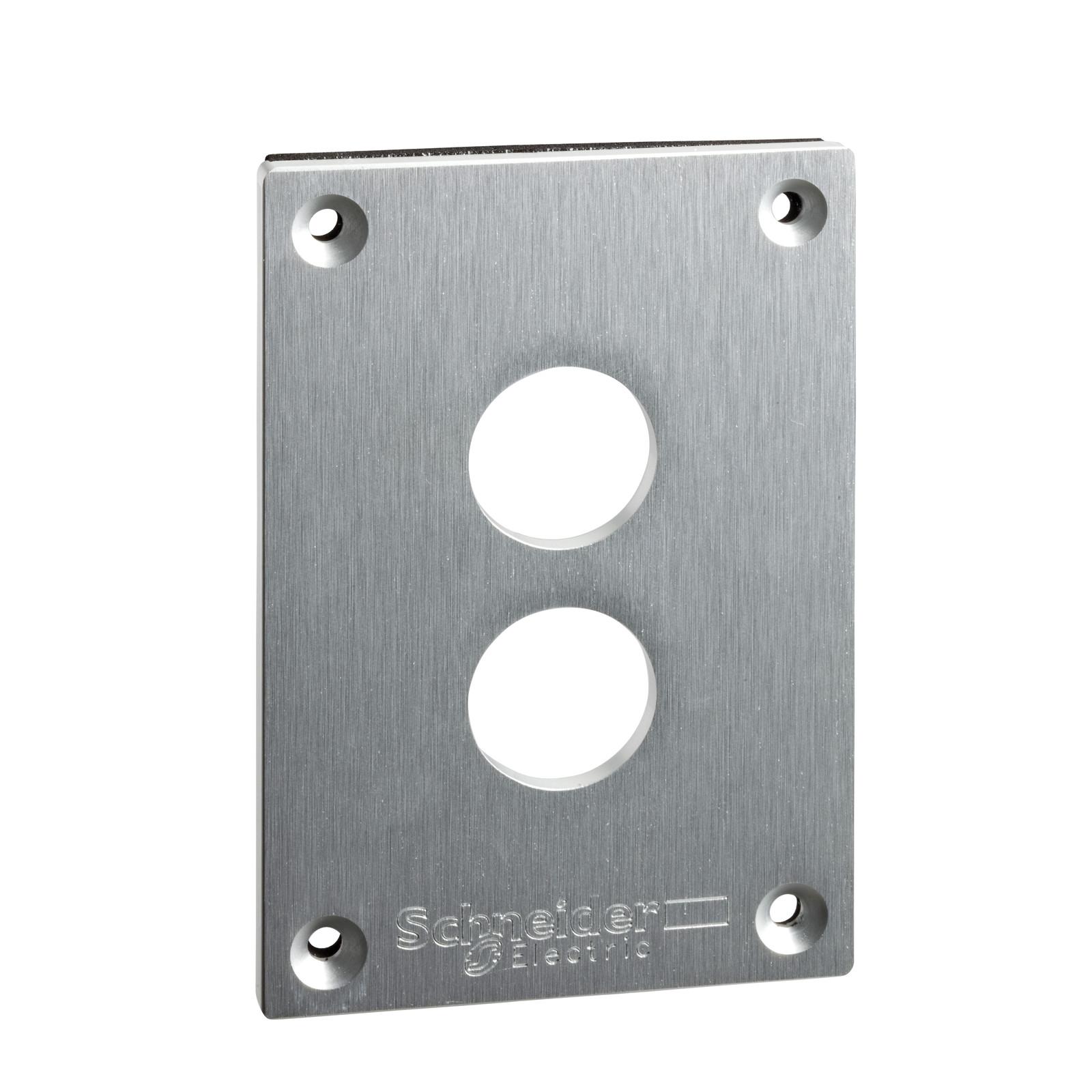 Front plate with fixing screws, Harmony XAP, metal, 2 cut-outs, 22mm, 72 x 105 mm