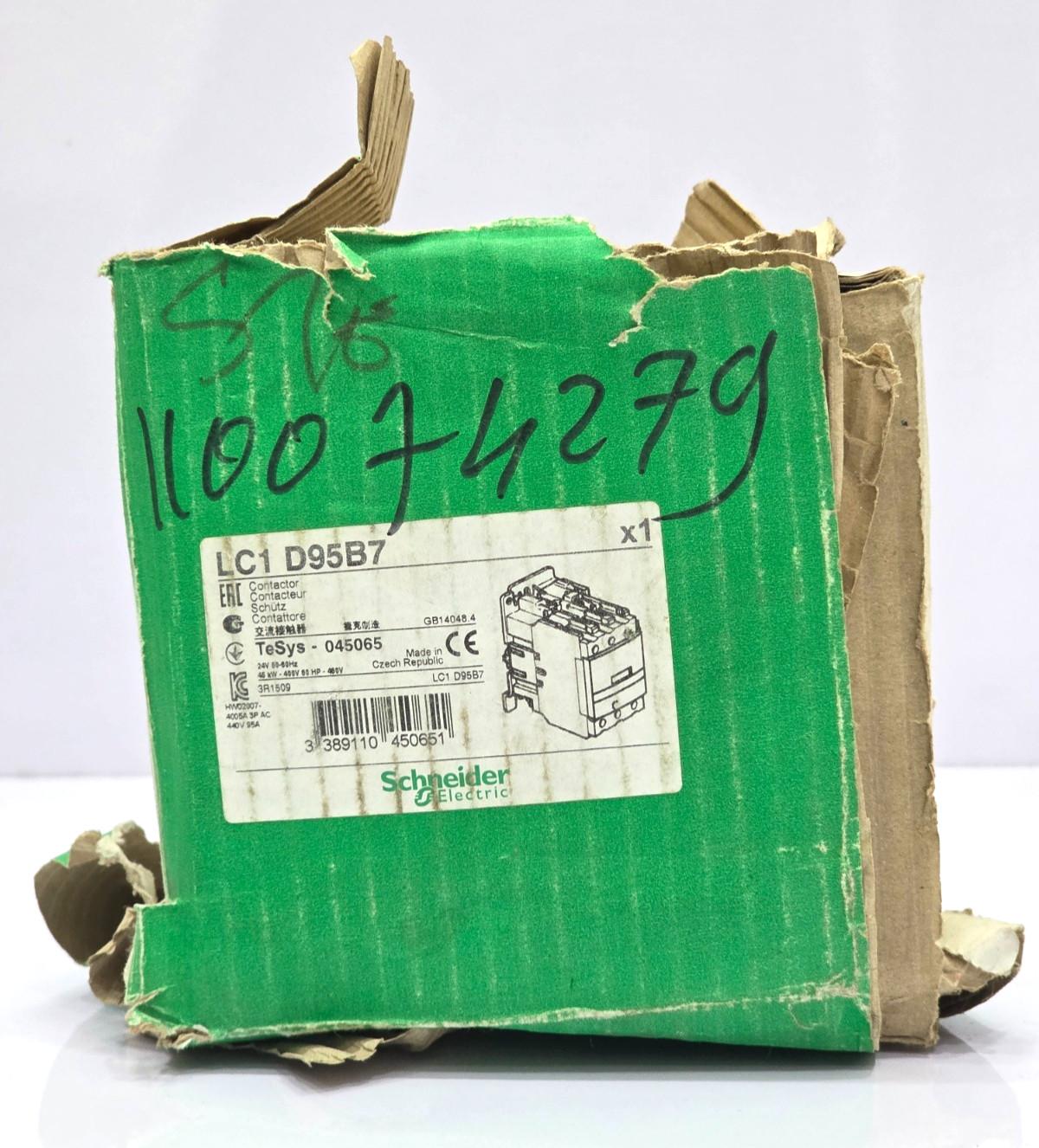 IEC contactor, TeSys Deca, nonreversing, 95A, 60HP at 480VAC, 3 phase, 3 pole, 3 NO, 24VAC 50/60Hz coil, open style