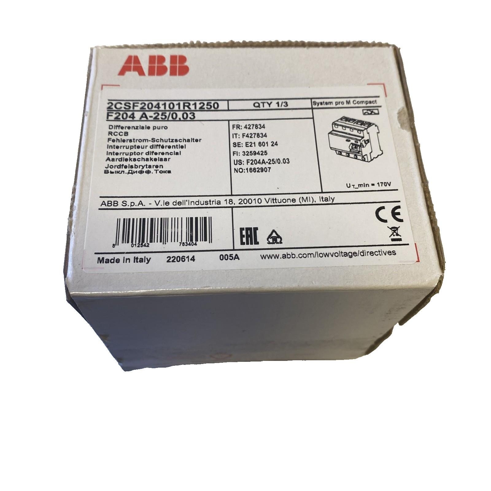 F204 A-25/0.03 Residual Current Circuit Breaker 4P A type 30 mA