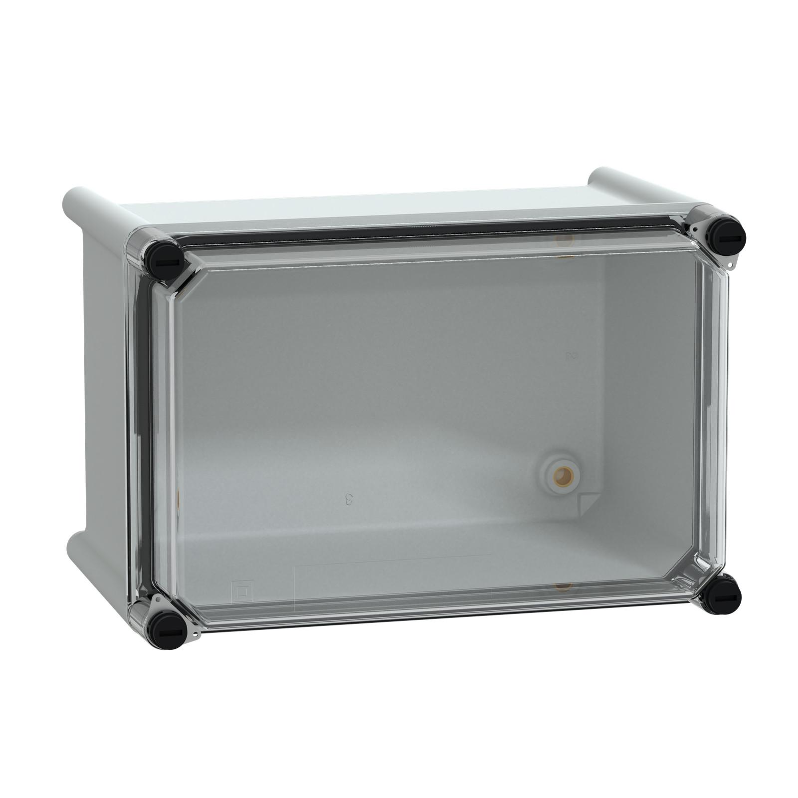 PLS box, polyester rear, transparent PC cover IP66 18x27x18cm
